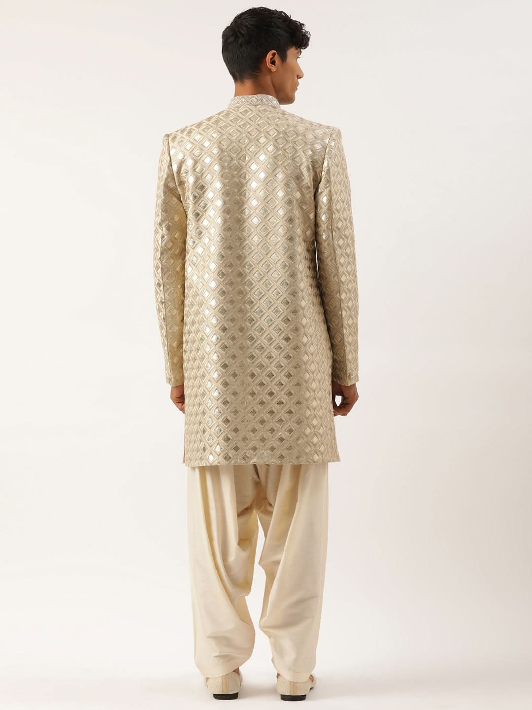 Beige Gold Embriodered Indowestern