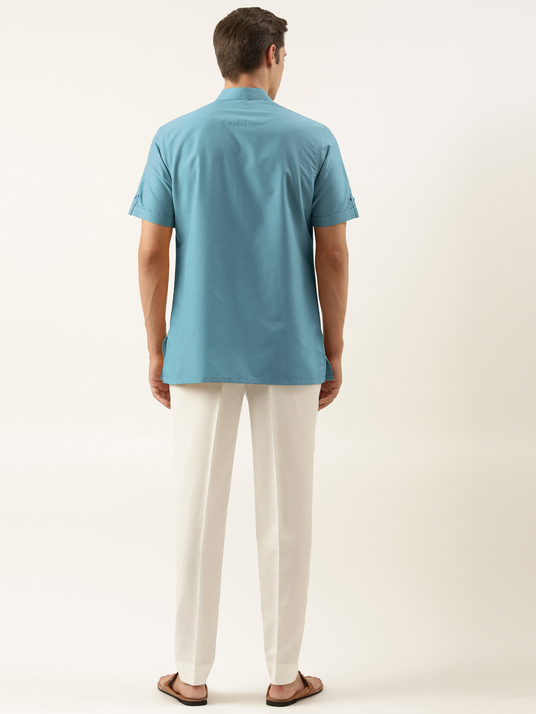 Teal Cotton Short Kurta Set