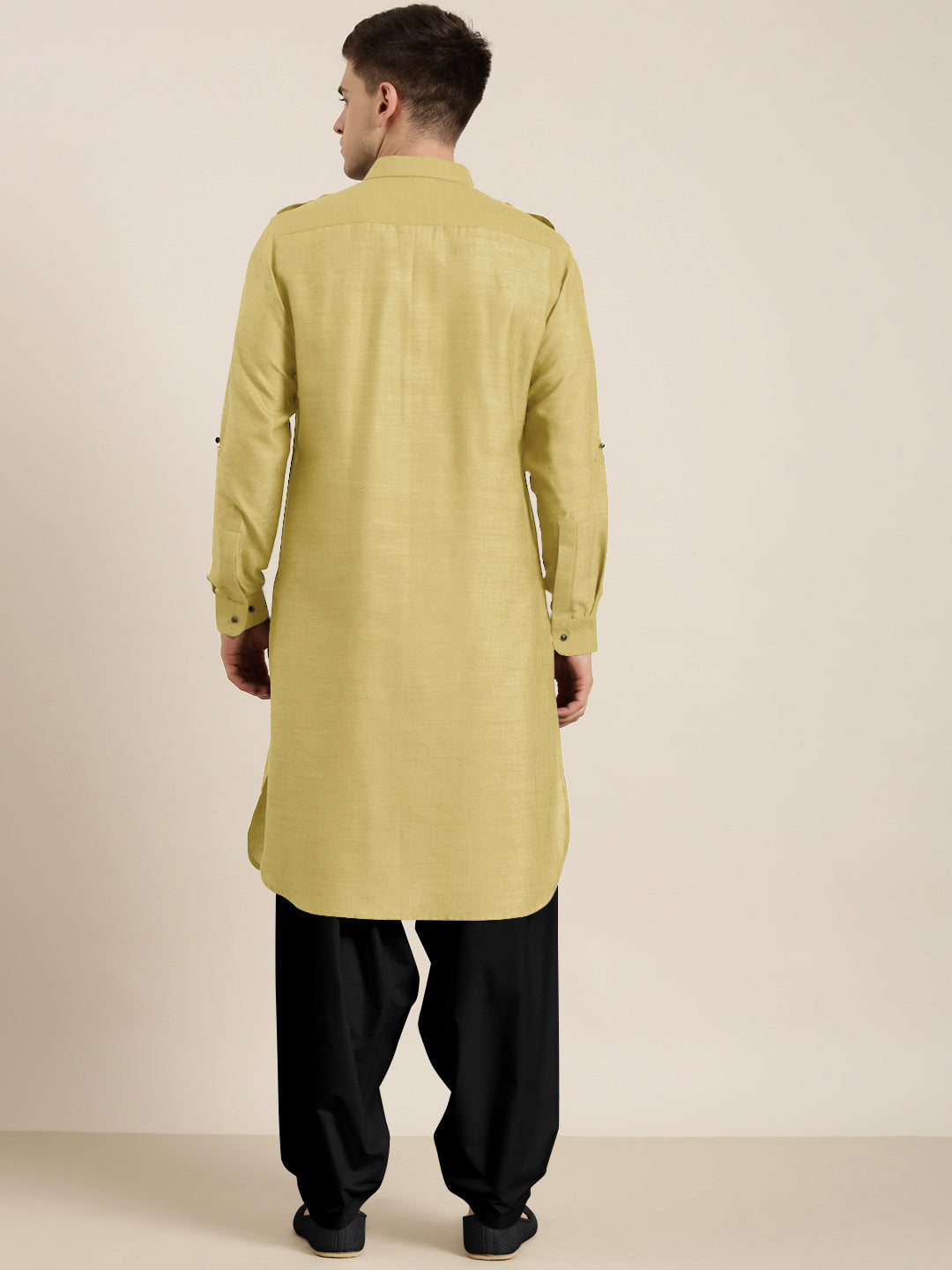 Greenish Beige cotton Pathani with Salwar