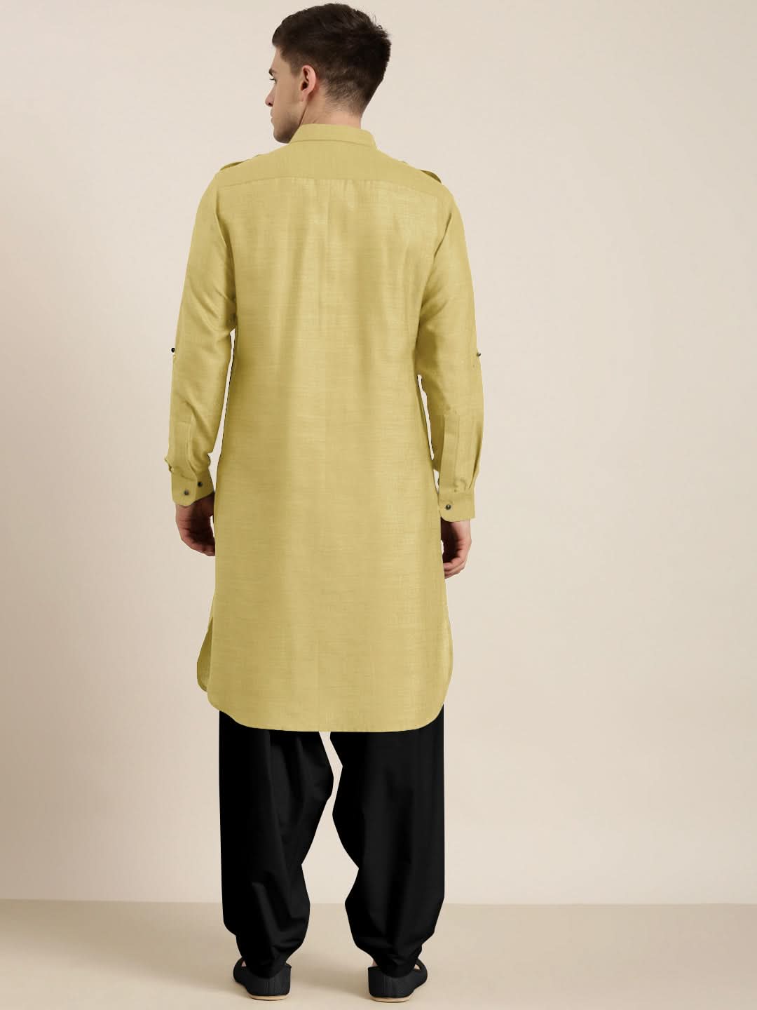 Greenish Beige cotton Pathani with Salwar