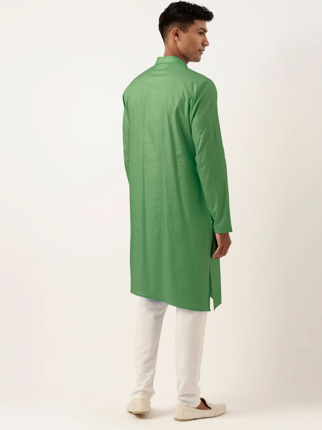 Olive Green Asymmetrical Cotton Kurta Set