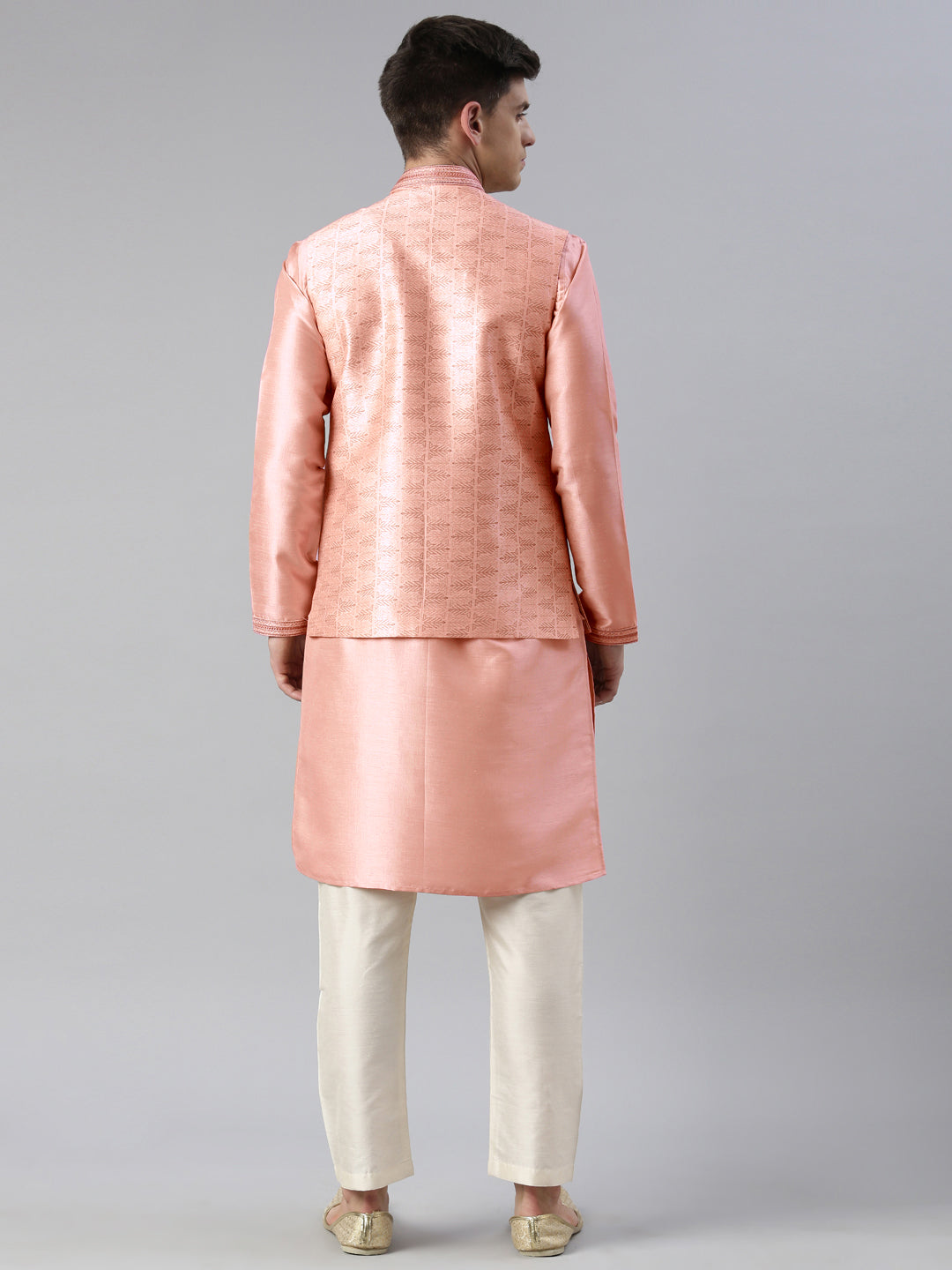 Pink Printed Overlap Jacket Kurta set