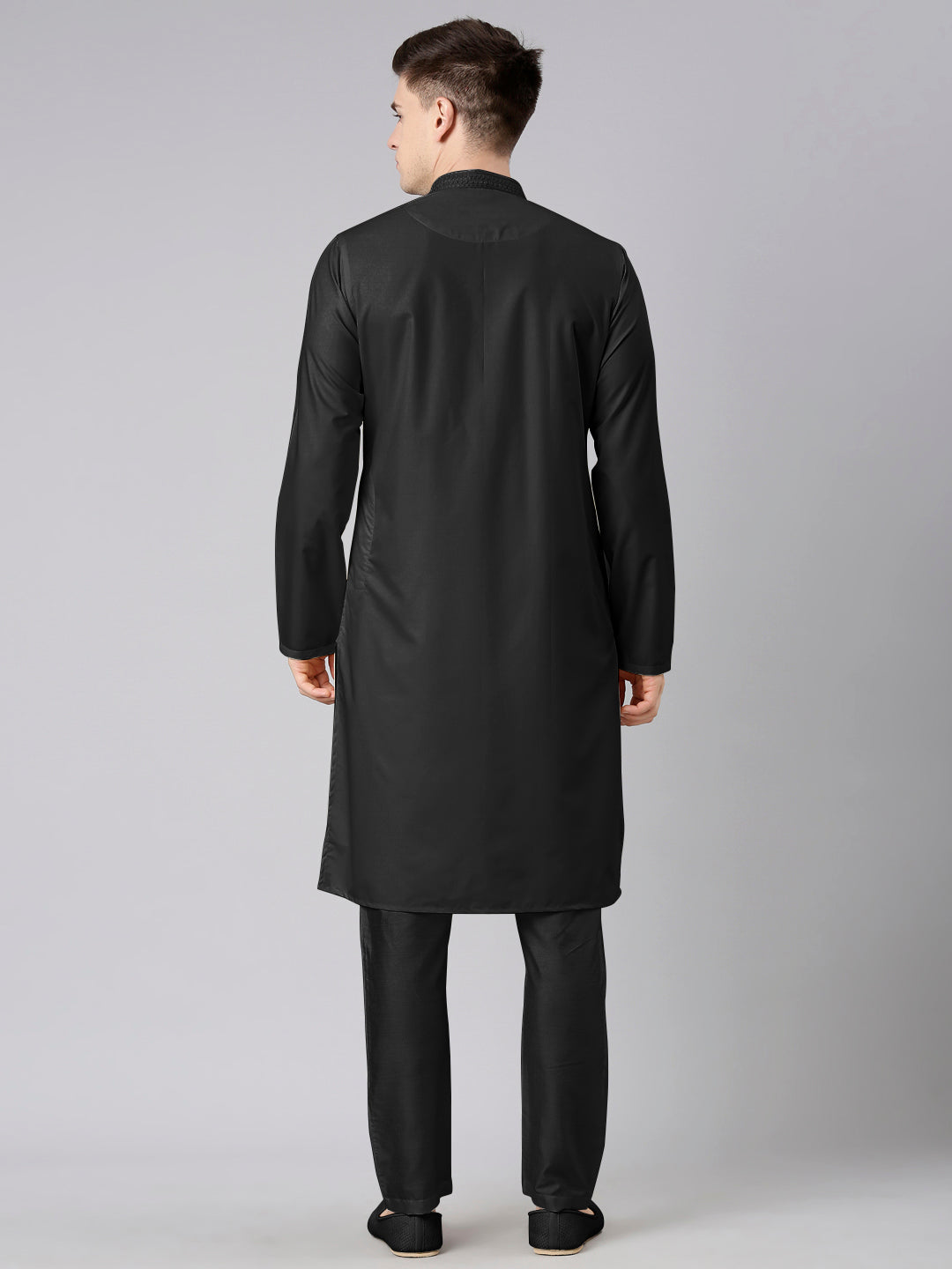 Black Cotton Dori Embroidery Kurta Set