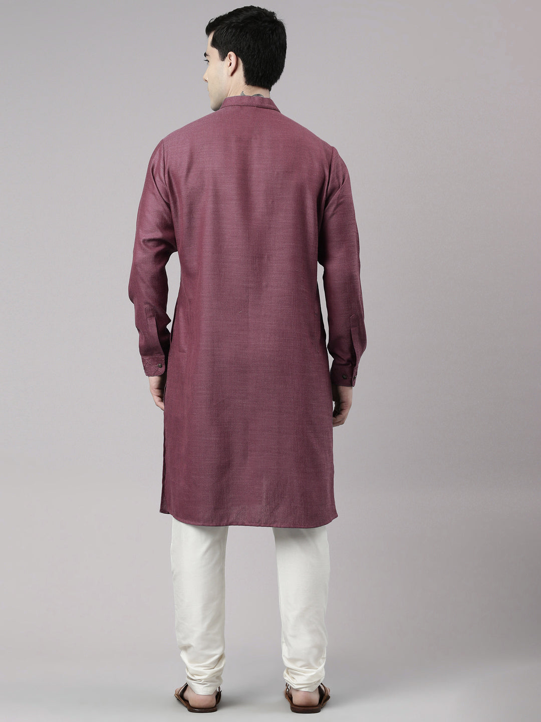 Wine Angrakha Kurta Set