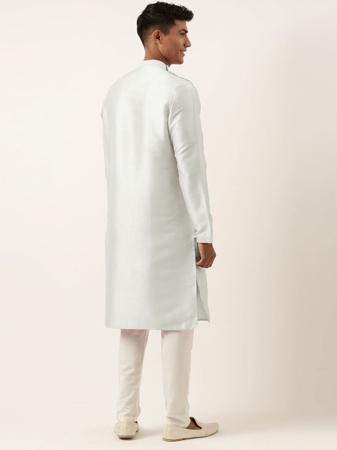 Light Blue Embroidery Angrakha Kurta Set