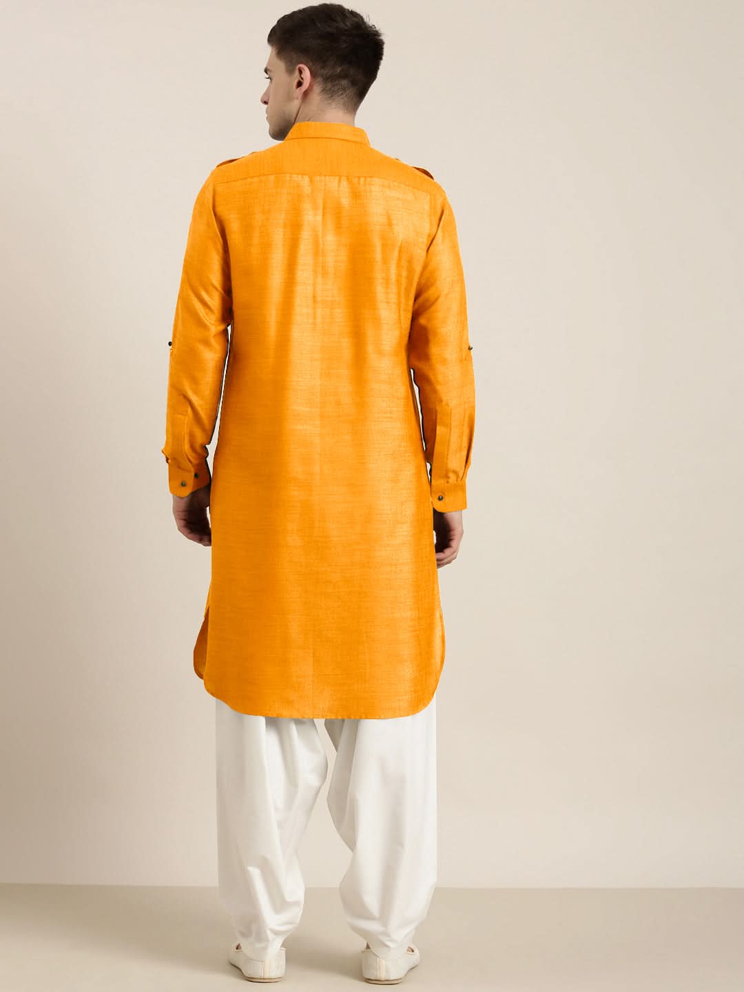 Mustard cotton Pathani with Salwar