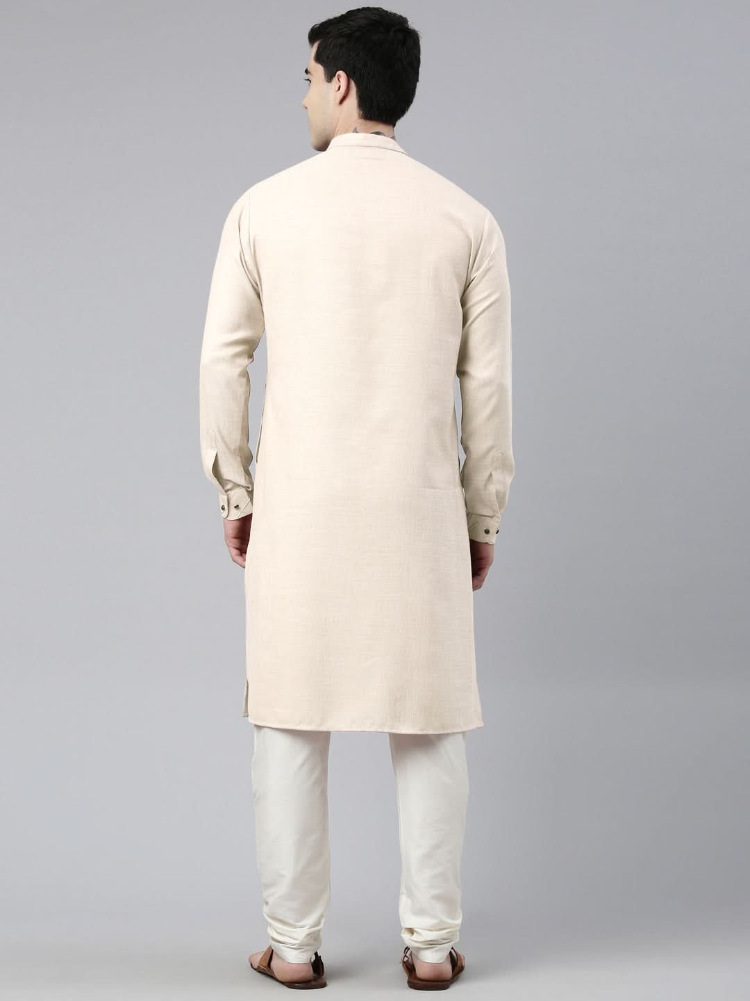 Cream Angrakha Kurta Set