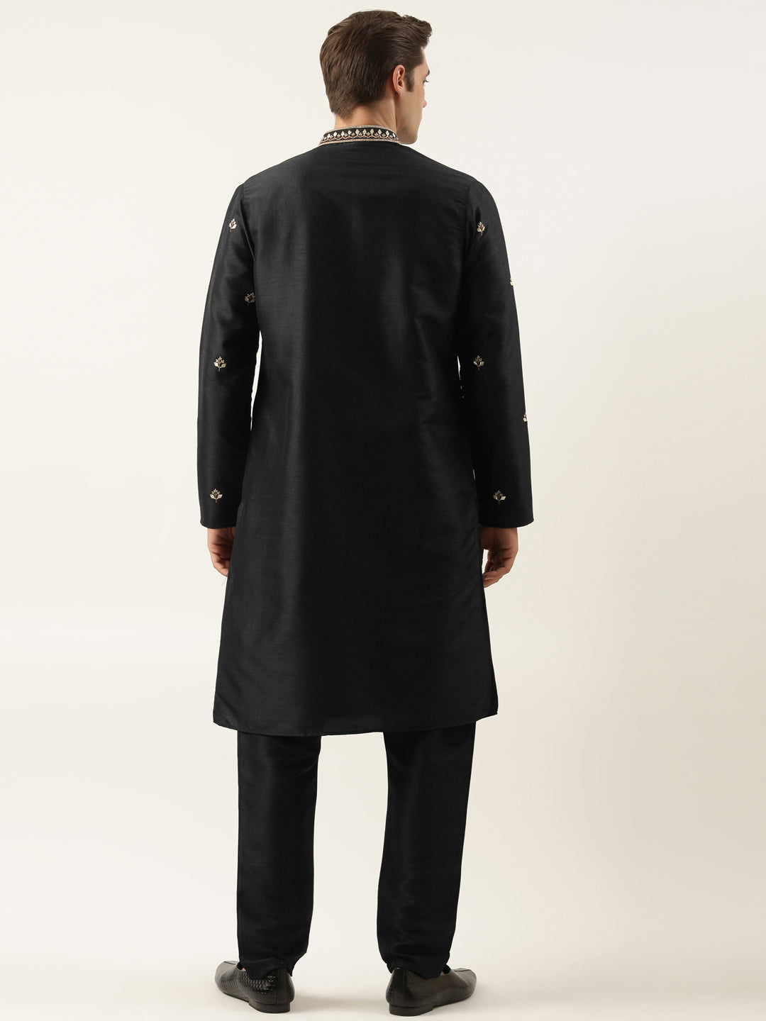 Black Silk Gota Embroidered Kurta Set
