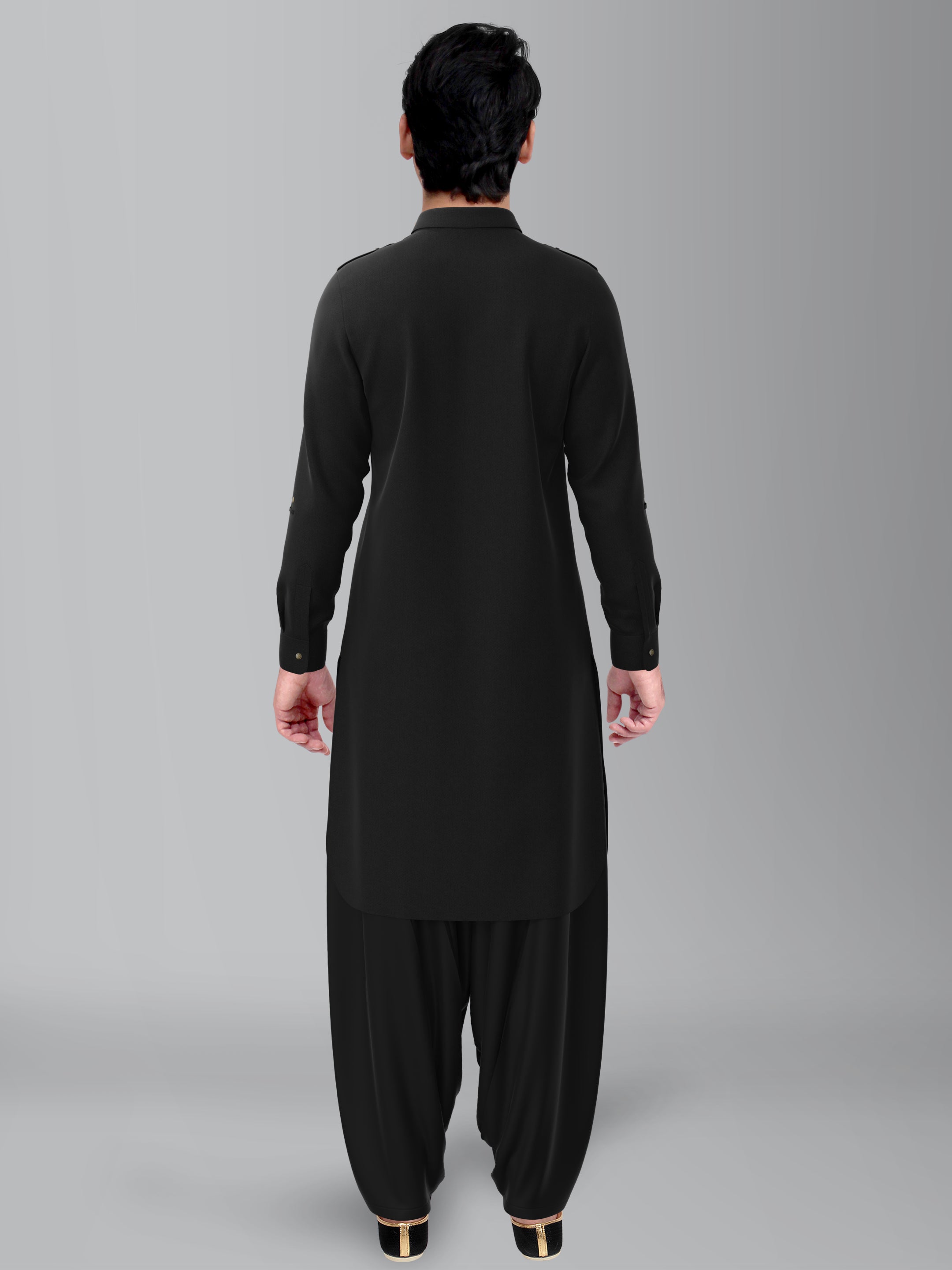 Black Jacquard Pathani Kurta Set