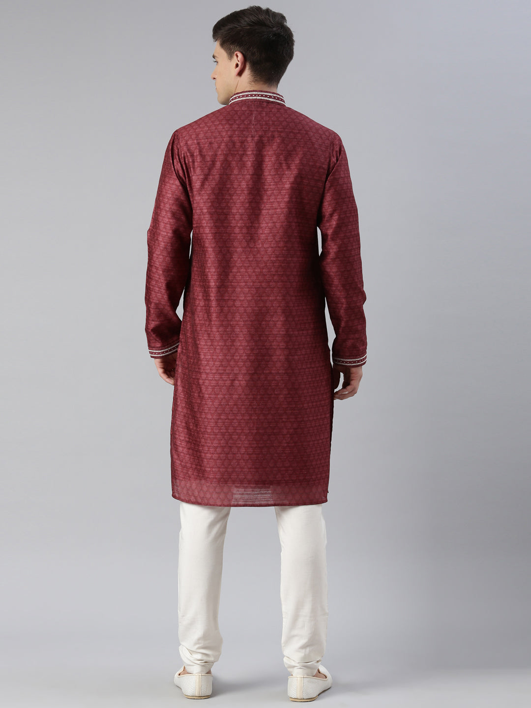 MAROON COTTON PRINTED KURTA SET