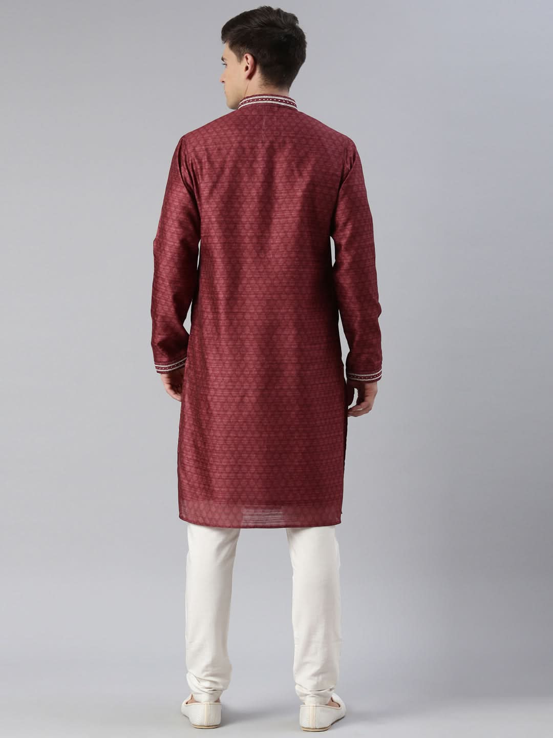 MAROON COTTON PRINTED KURTA SET