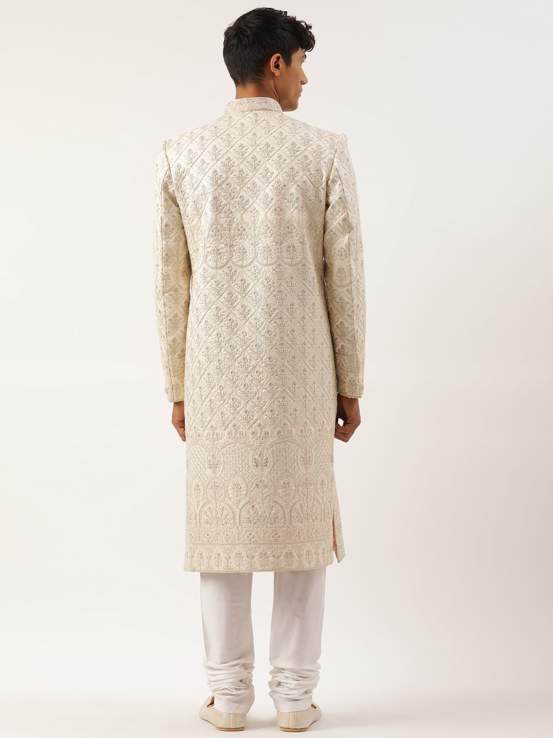 Cream Embroidered Sherwani