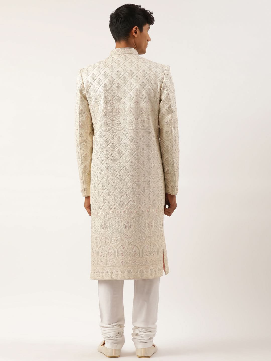 Cream Embroidered Sherwani
