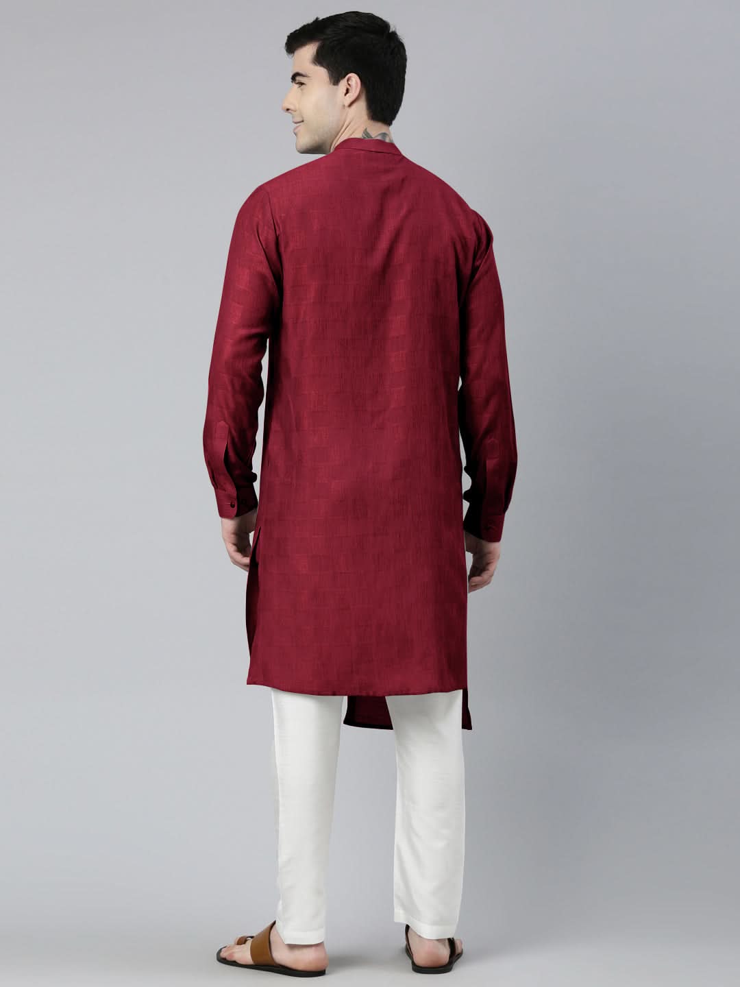 Maroon Asymmetrical Kurta Set