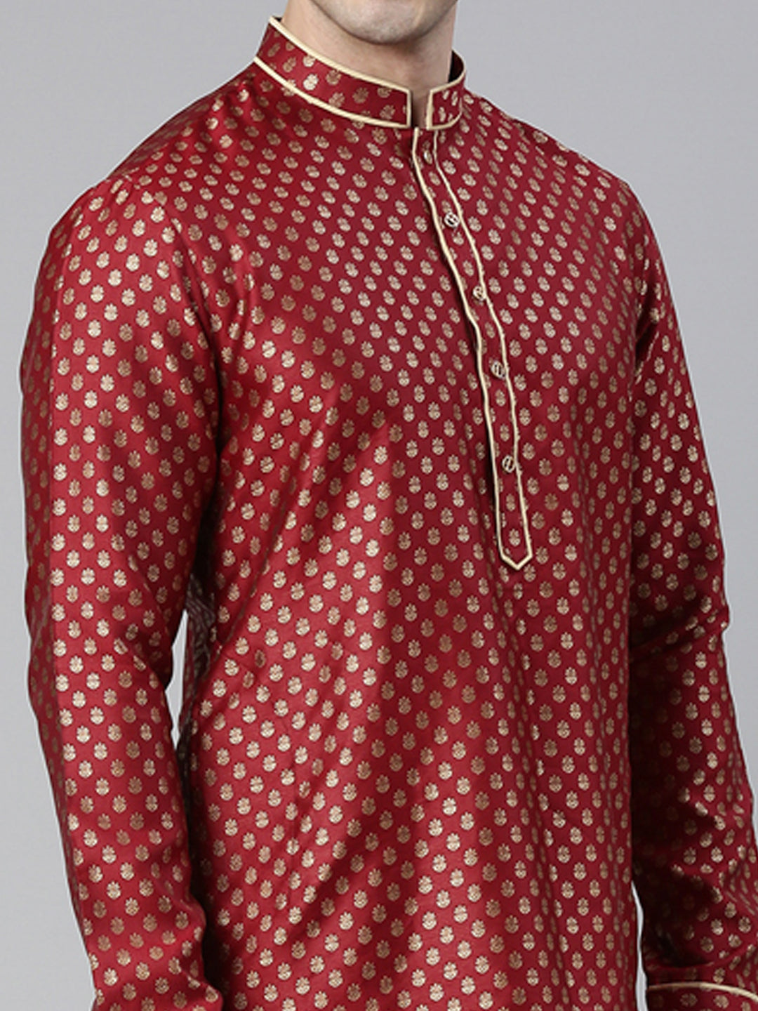 Scarlet Red Banarasi Fesive Kurta Set