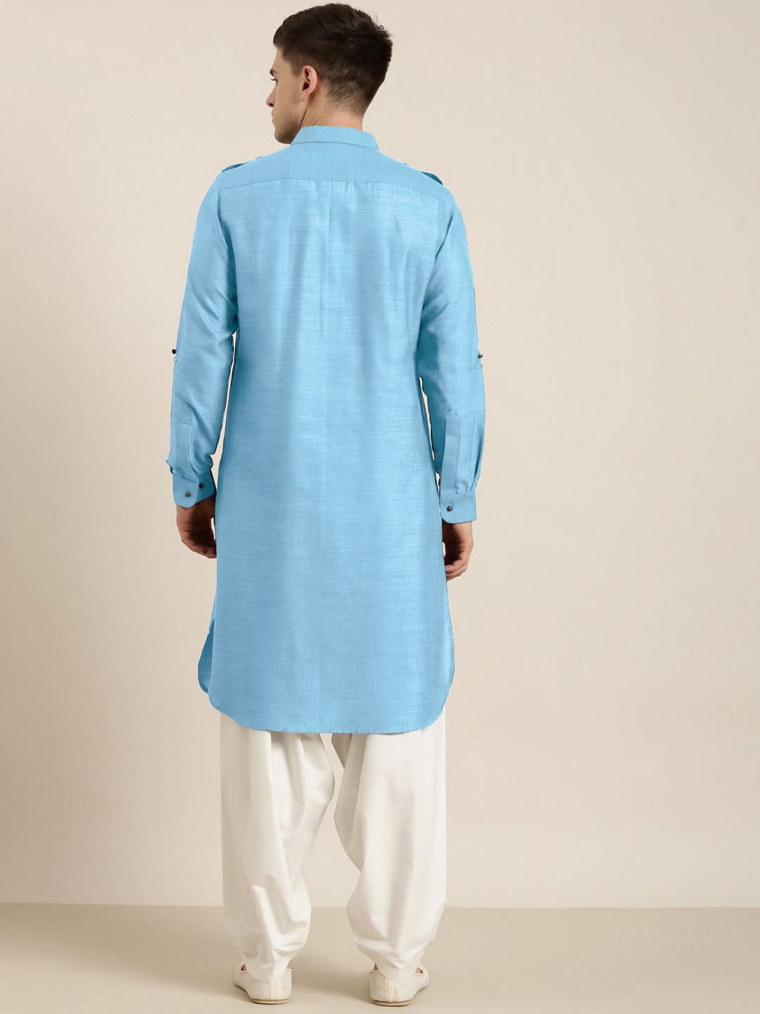 Light Blue cotton Pathani with Salwar