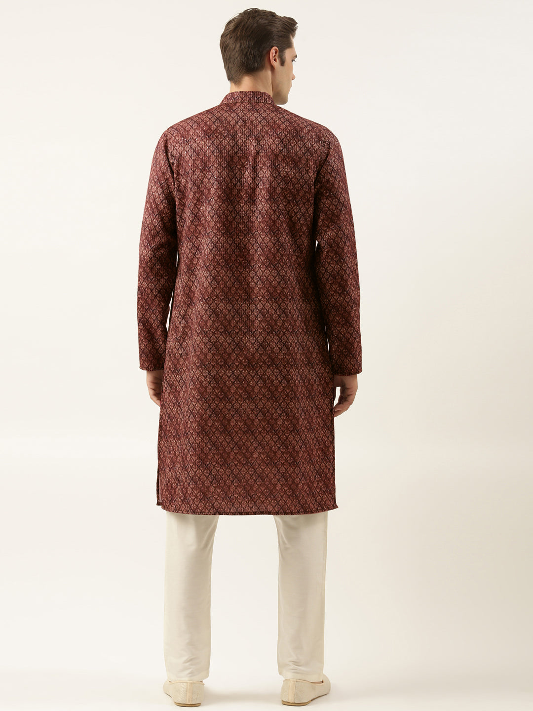 Maroon Printed Sequin Embroidered Kurta Set