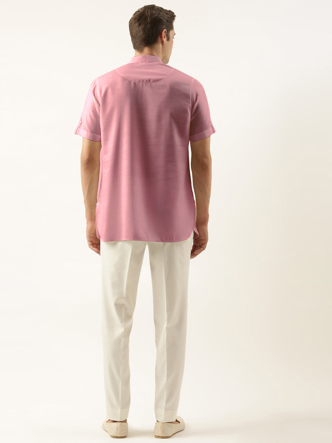 Rose Pink Cotton Short Kurta Set