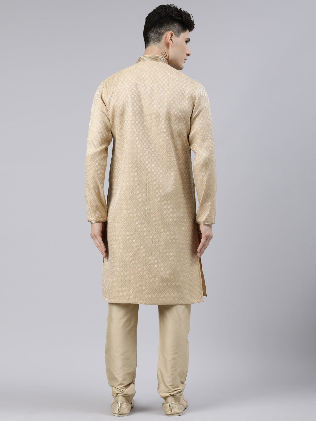 Gold Diamond Booti Front Open Kurta Set