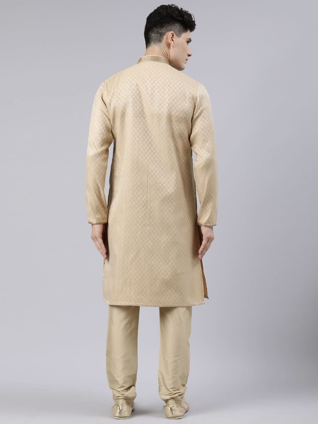 Gold Diamond Booti Front Open Kurta Set
