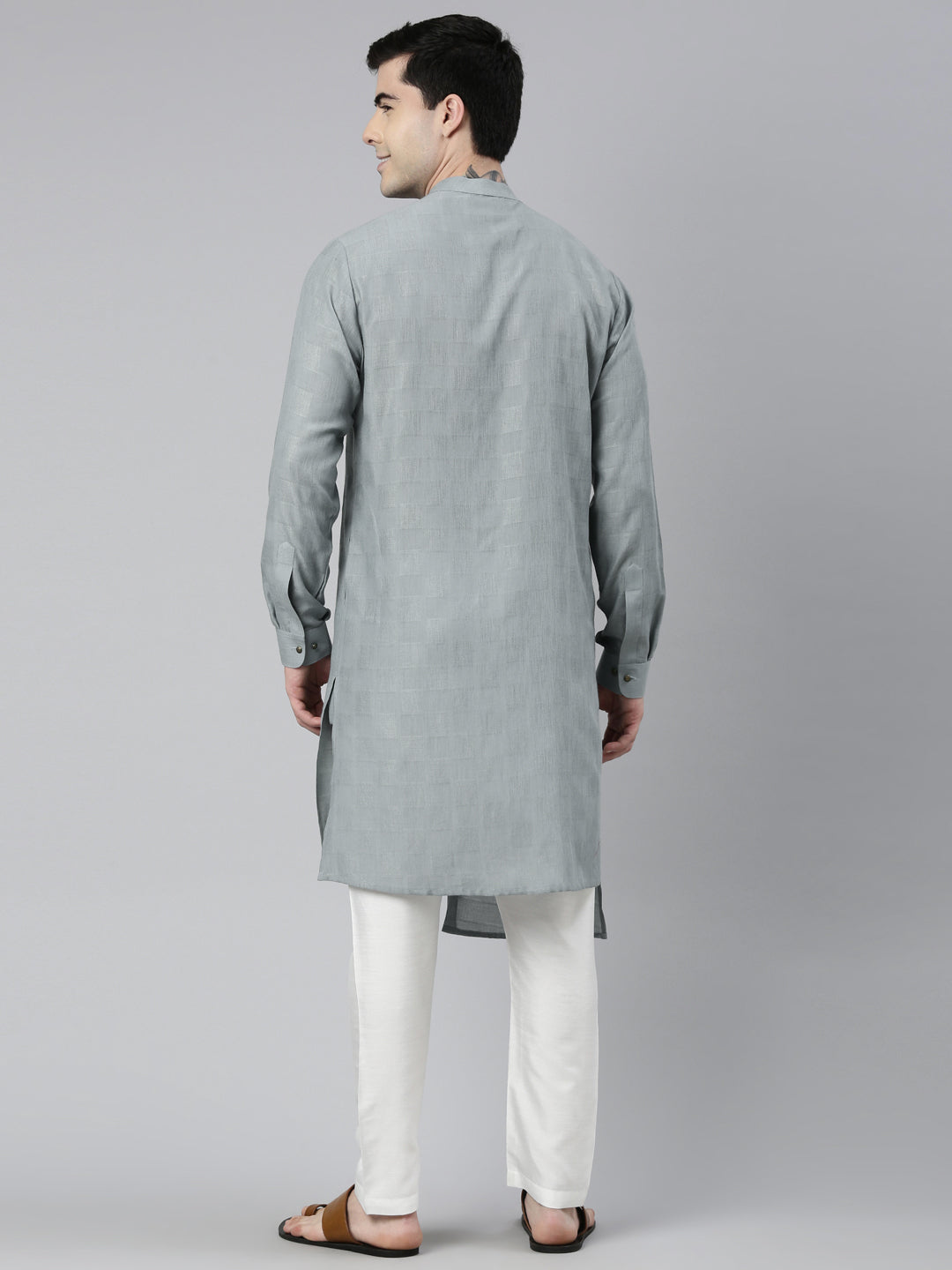 Light Grey Asymmetrical Kurta Set
