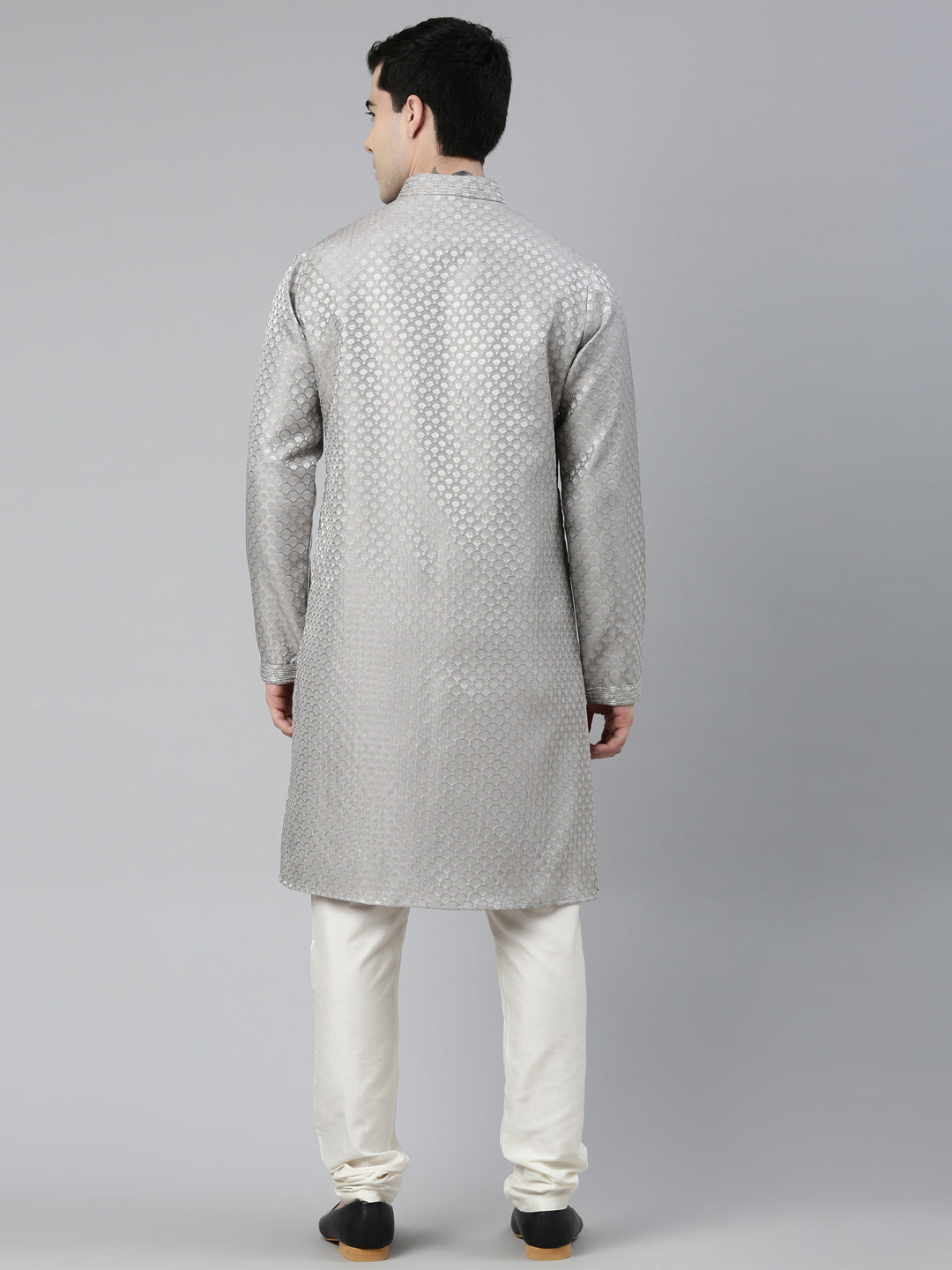 Grey Scallop Premium Self- Design Kurta Set