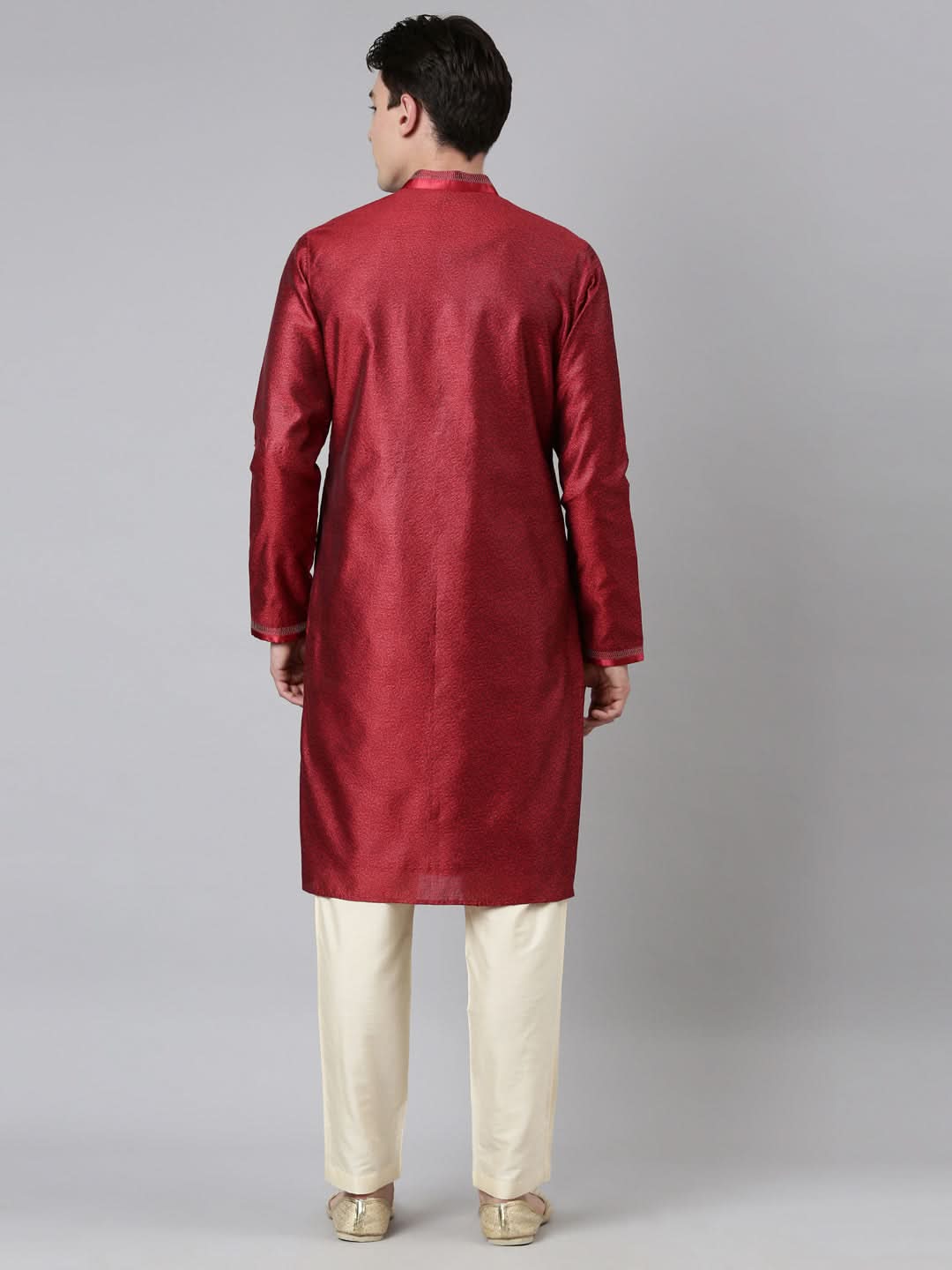 Red Jacquard Kurta Set