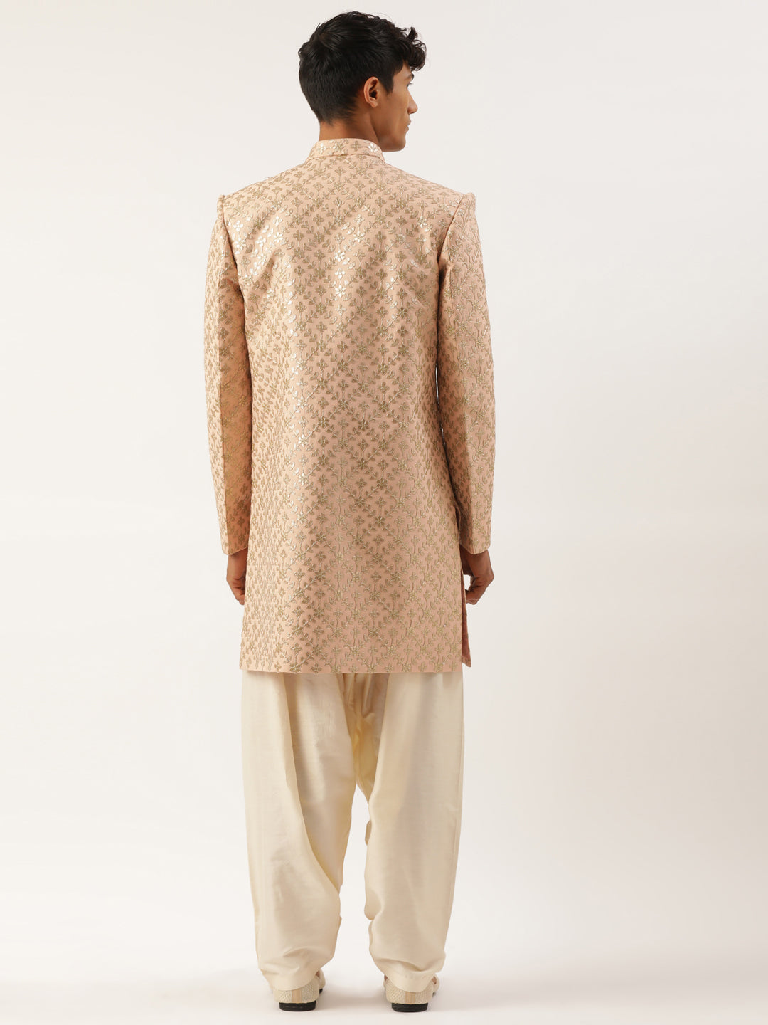 Peach Gota Patti Embroidered Indowestern