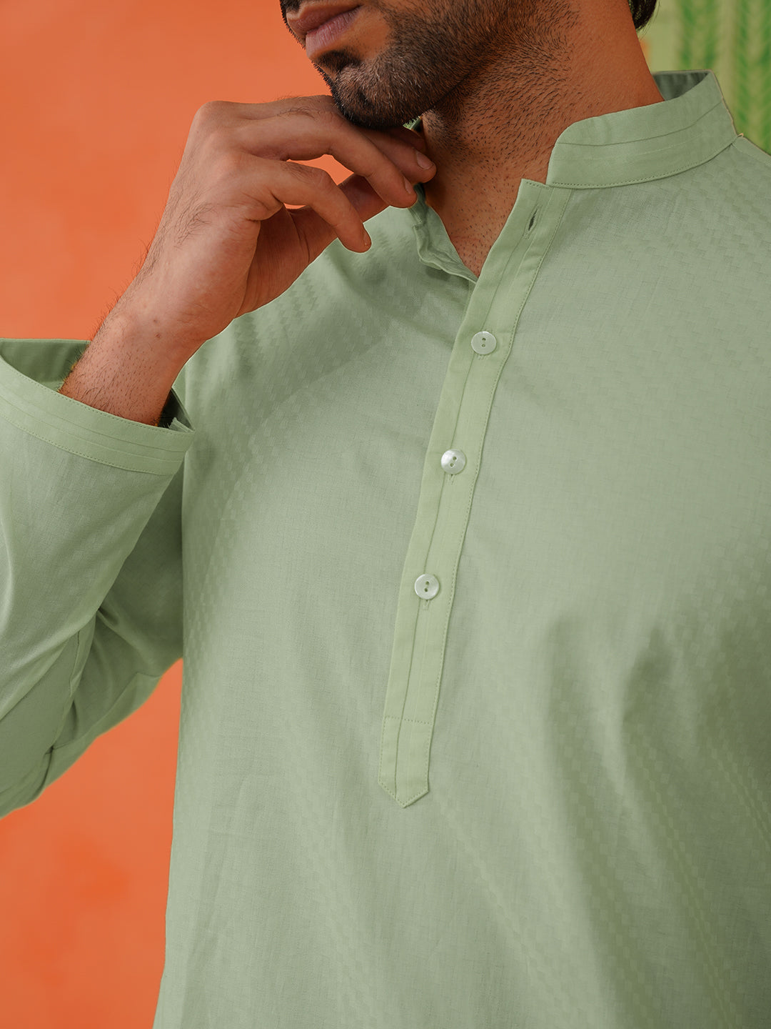 Light Green Cotton Kurta Set