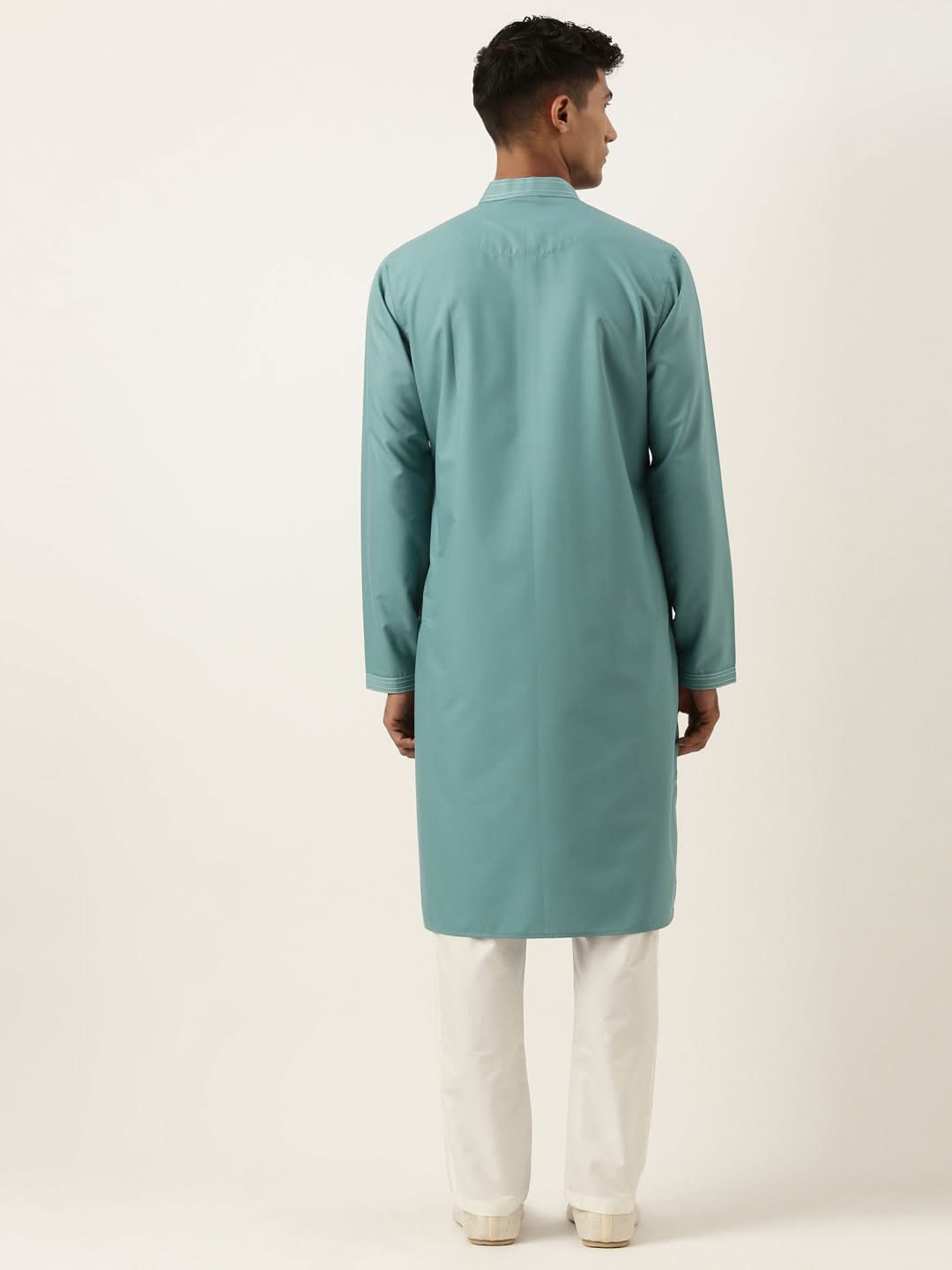 Teal Cotton Cotton Kurta Set