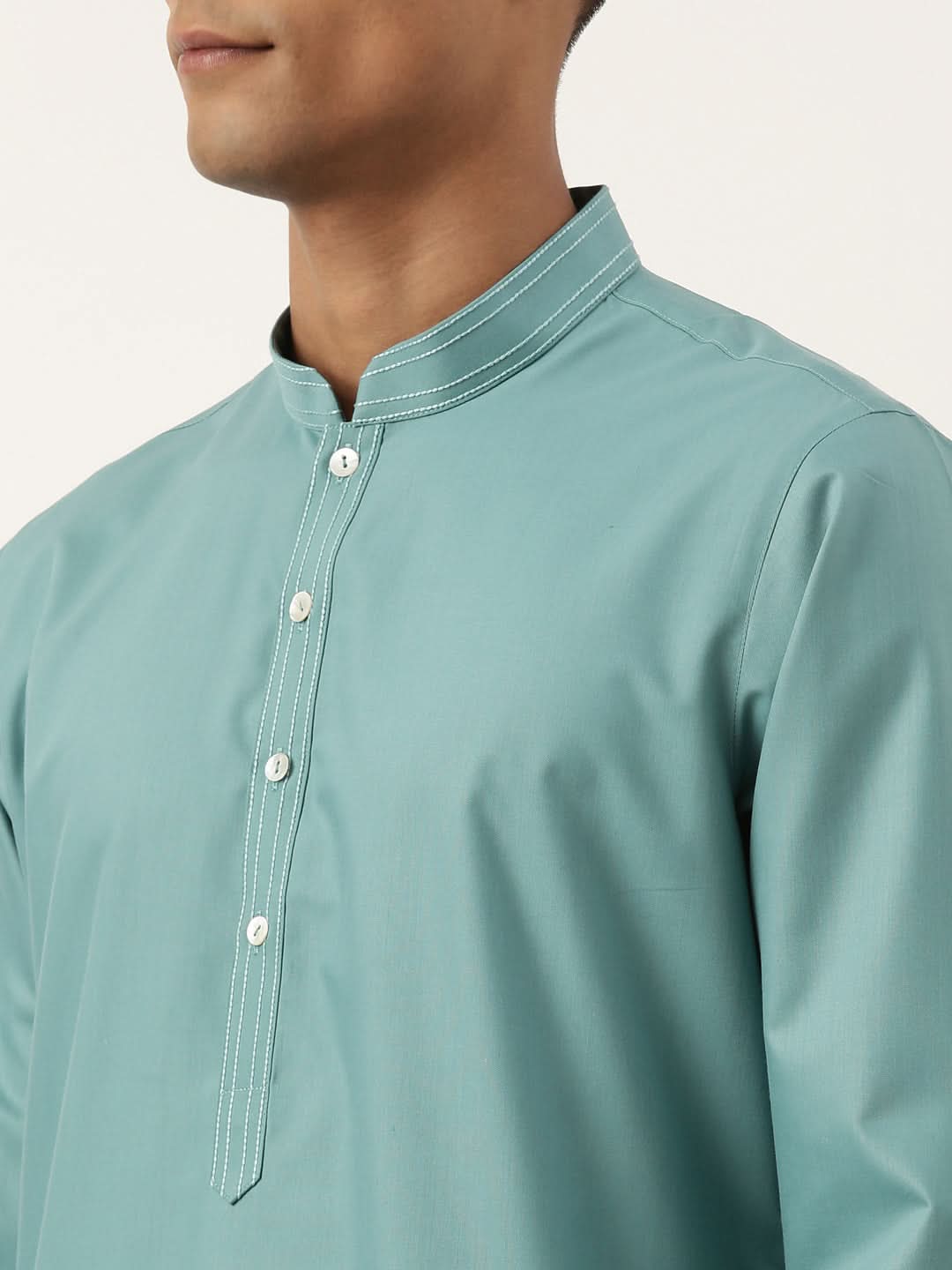 Teal Cotton Cotton Kurta Set