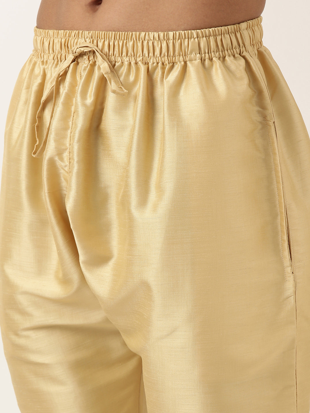 Printed Gold Cotton Kurta Set