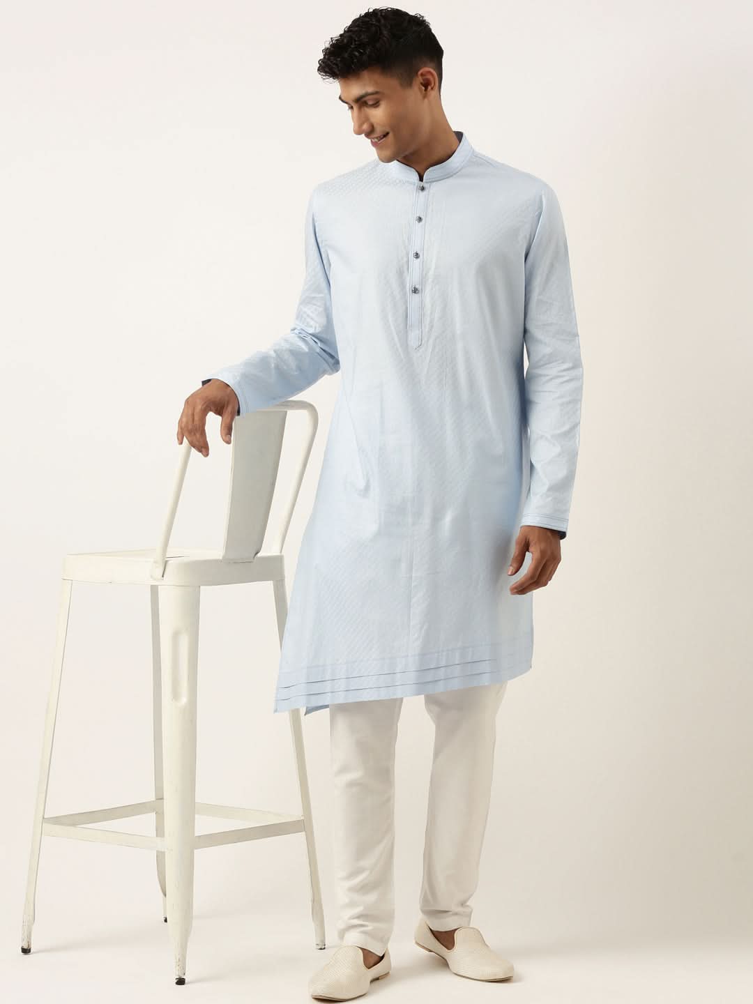 Sky Blue Asymmetrical Kurta Set