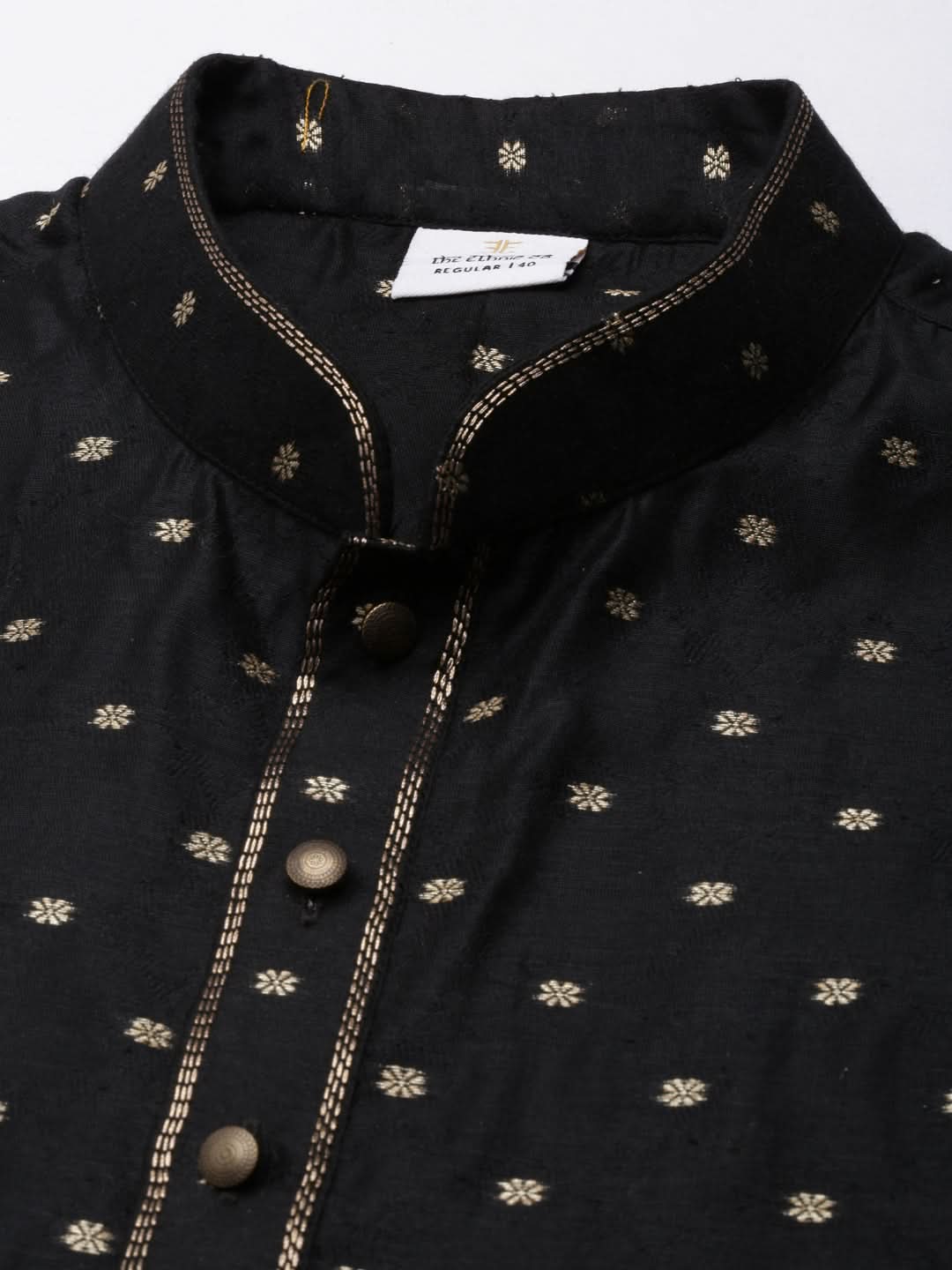 Black Chanderi Jacquard Kurta Set