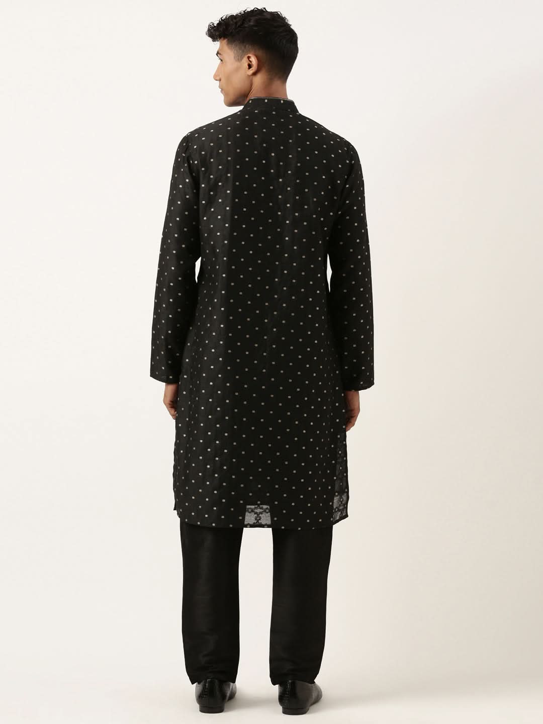 Black Chanderi Jacquard Kurta Set