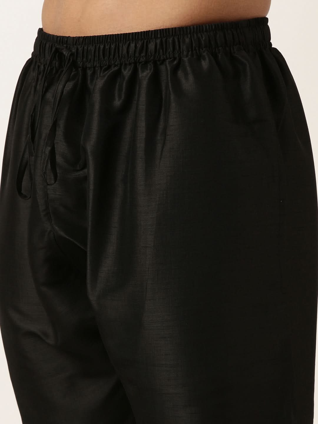 Black Chanderi Jacquard Kurta Set