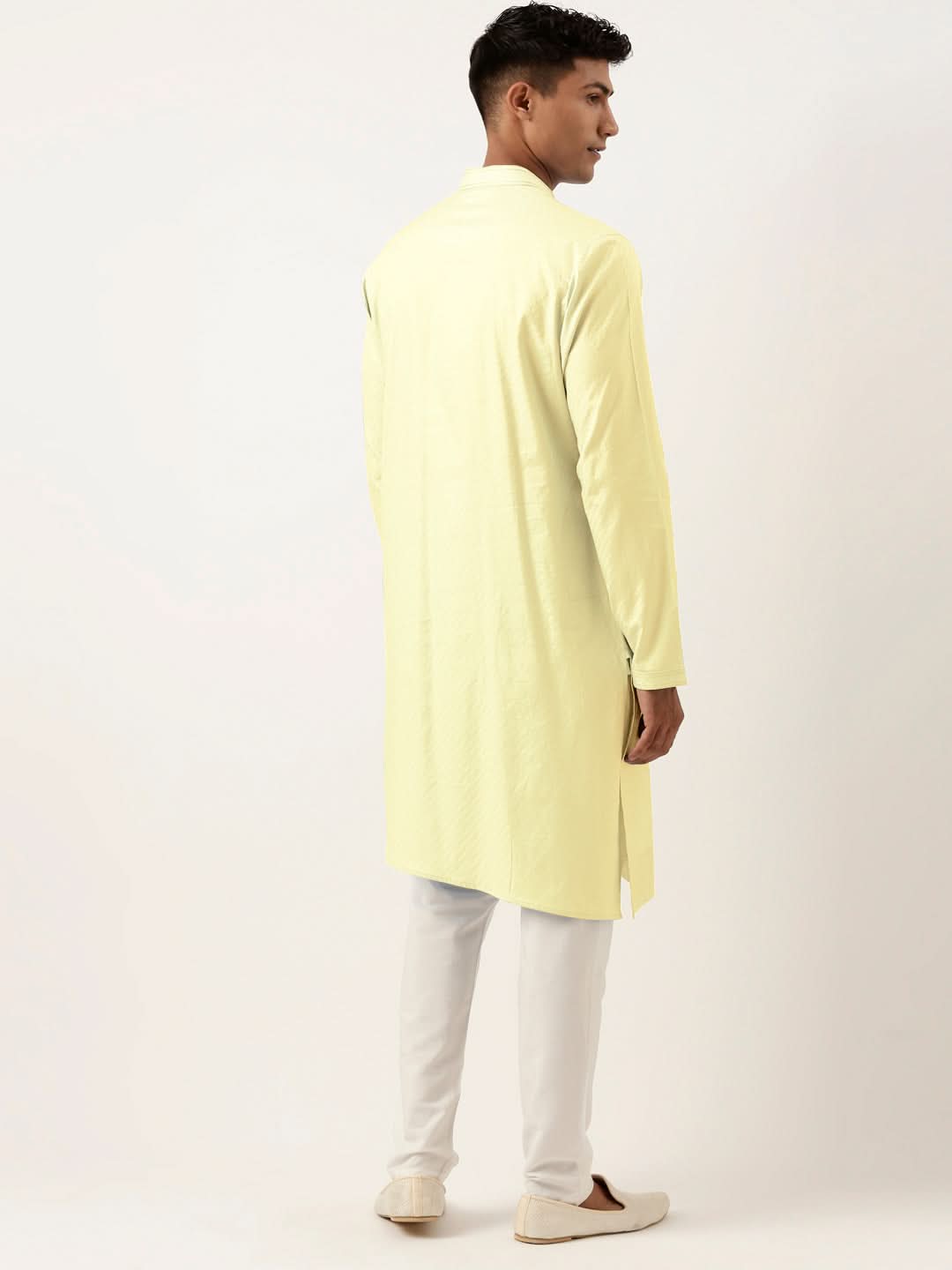Lemon yellow Asymmetrical Cotton Kurta Set
