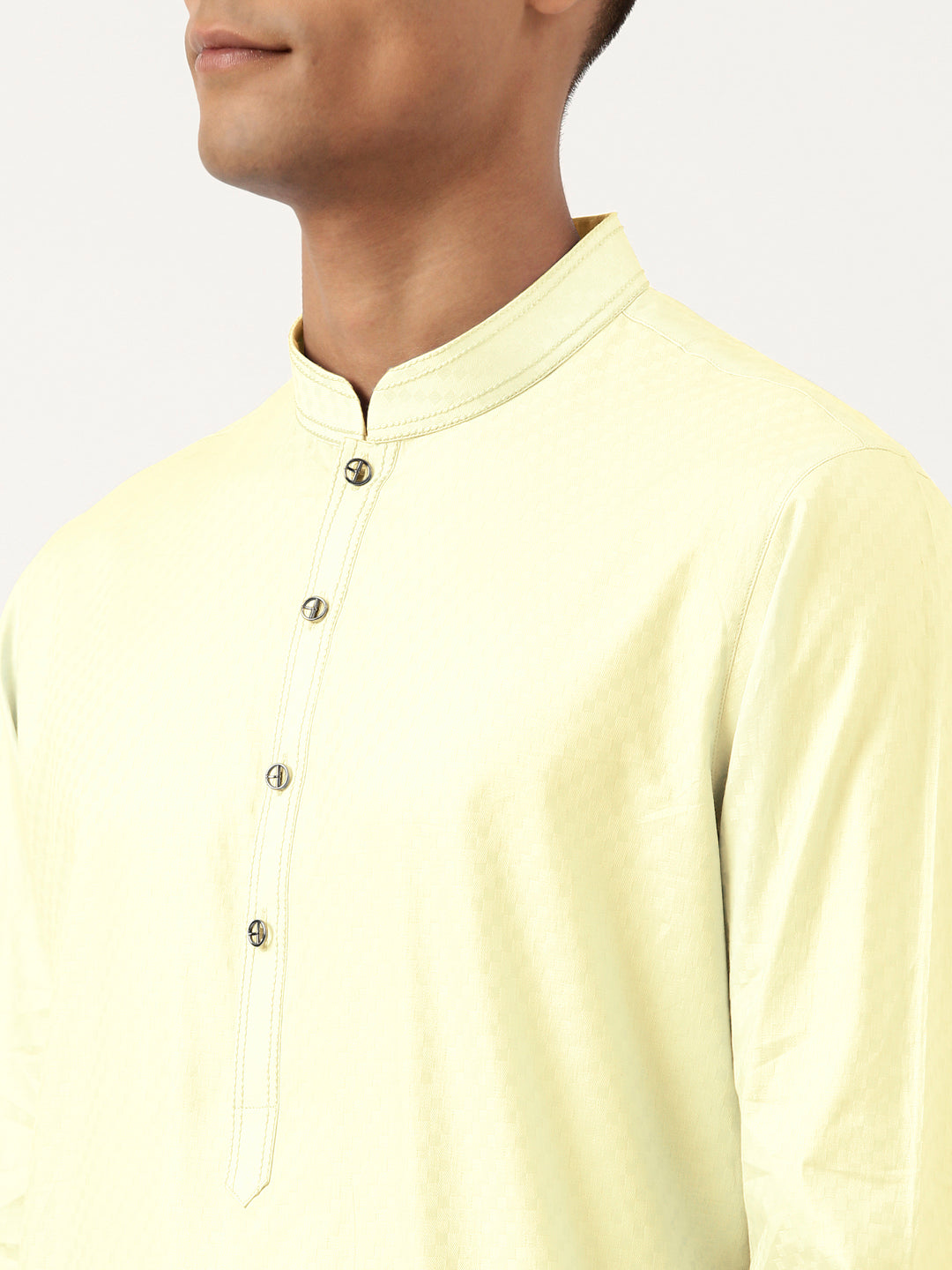 Lemon yellow Asymmetrical Cotton Kurta Set