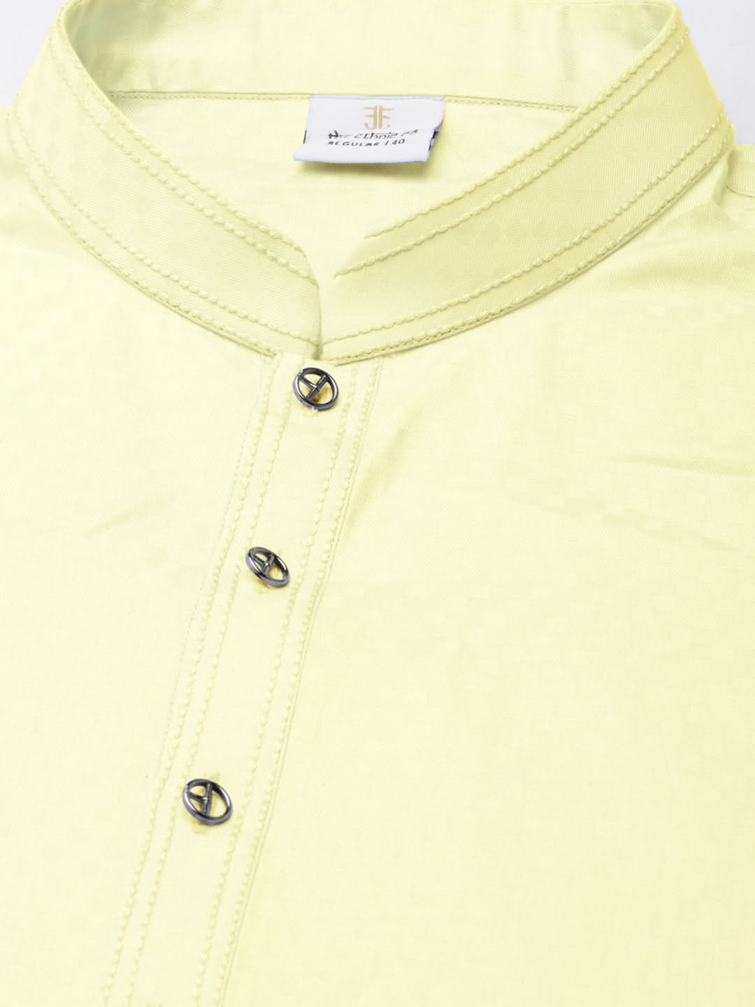 Lemon yellow Asymmetrical Cotton Kurta Set