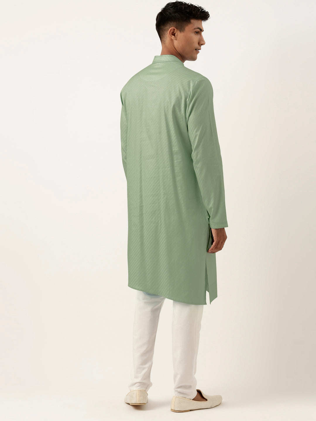 Light Green Asymmetrical Cotton Kurta Set