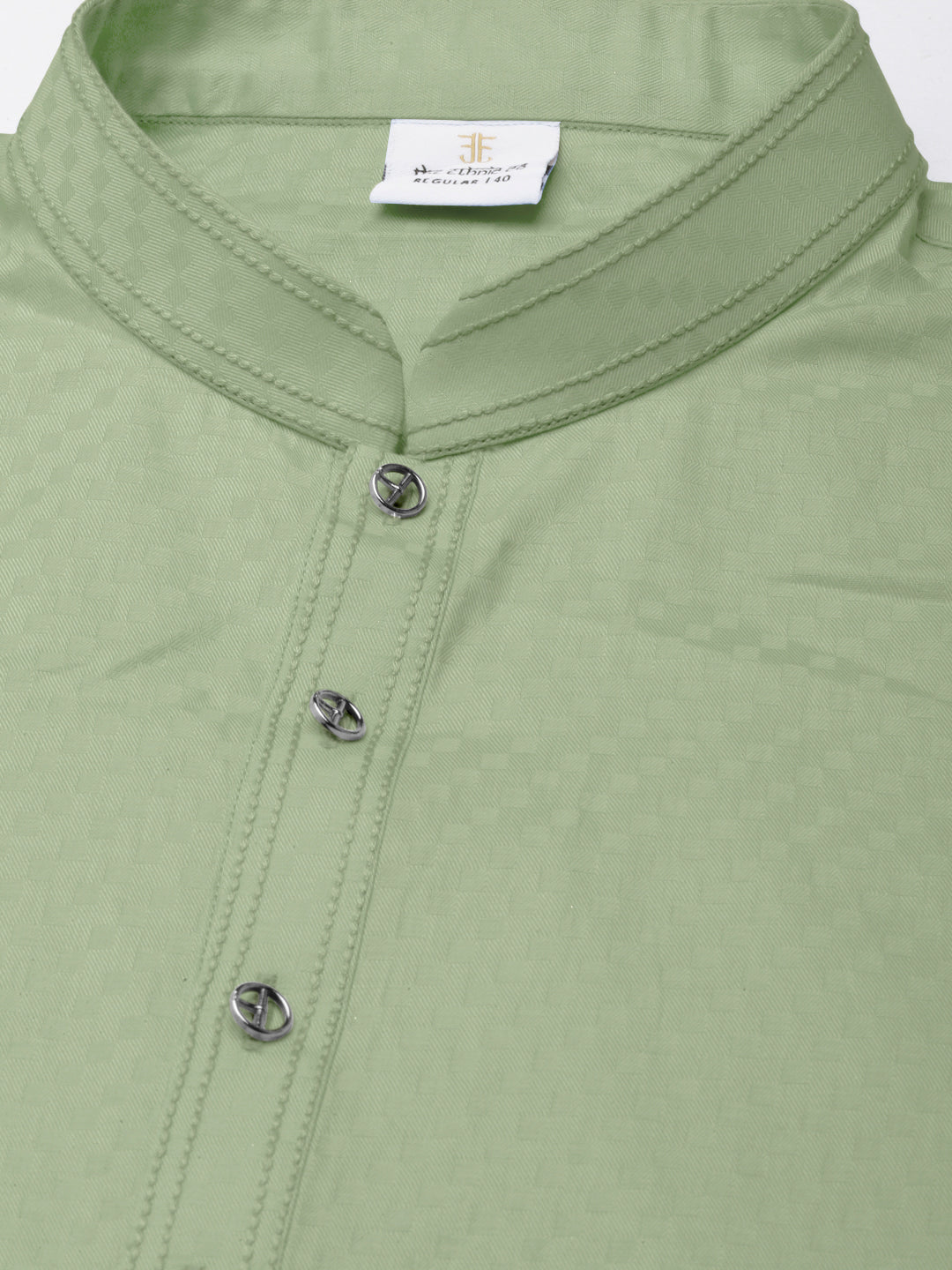 Light Green Asymmetrical Cotton Kurta Set
