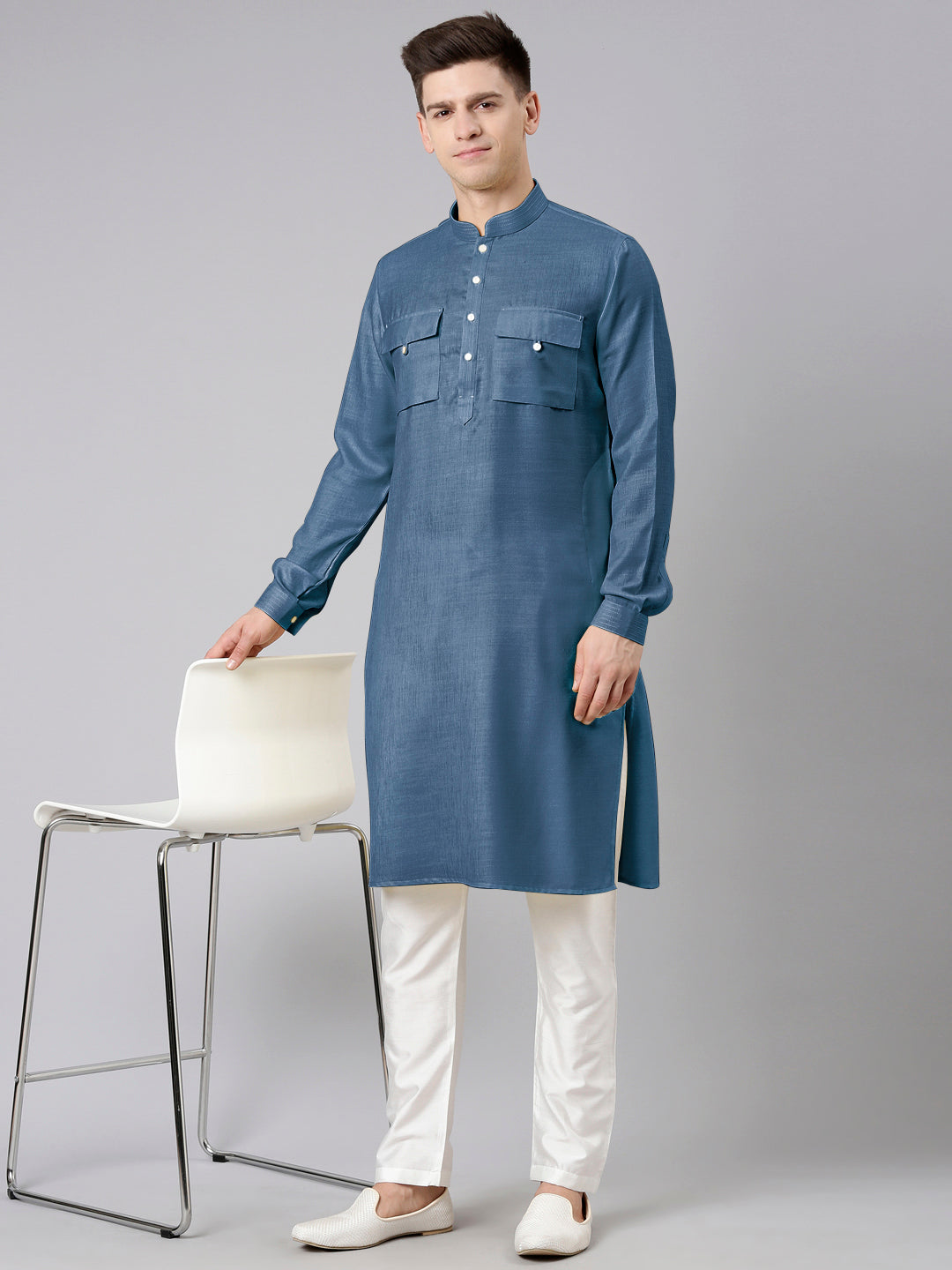 Denim Blue Pathani Kurta Set