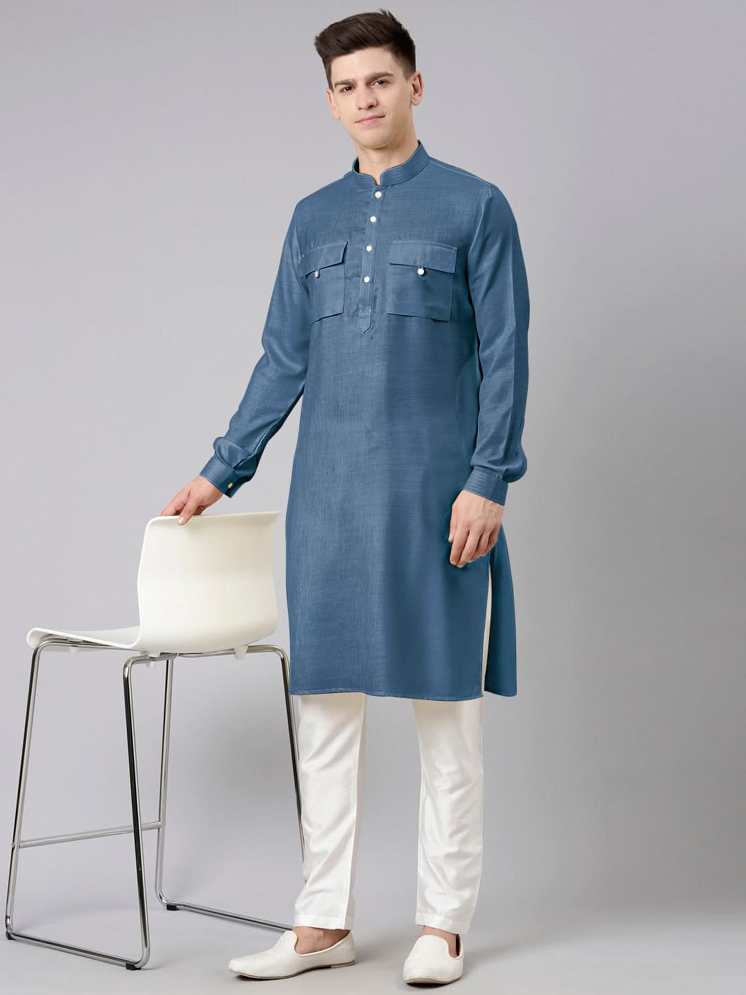 Denim Blue Pathani Kurta Set