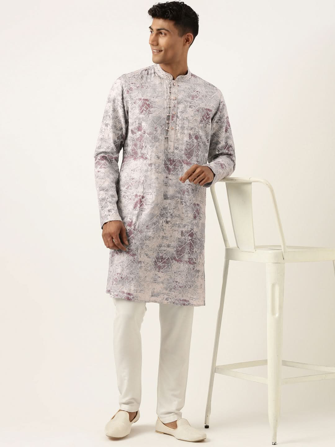 Old Rose Sequin Embroidery Kurta Set
