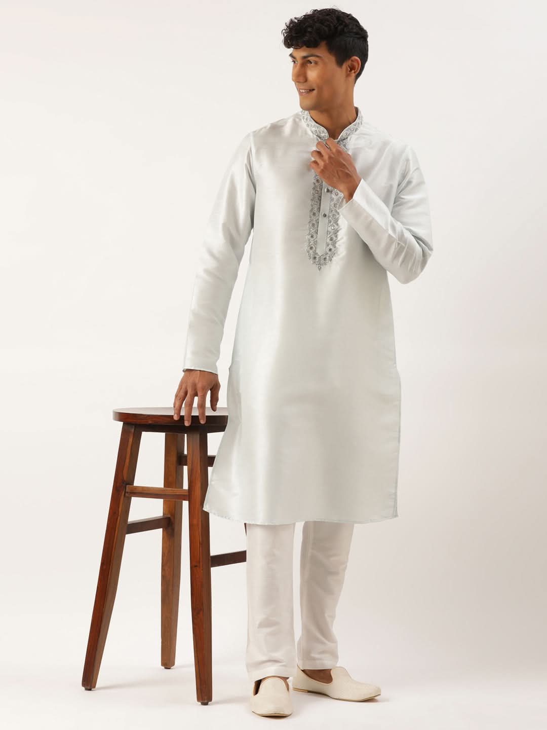 Aqua Blue Gota and Dori Embroideried Kurta Set