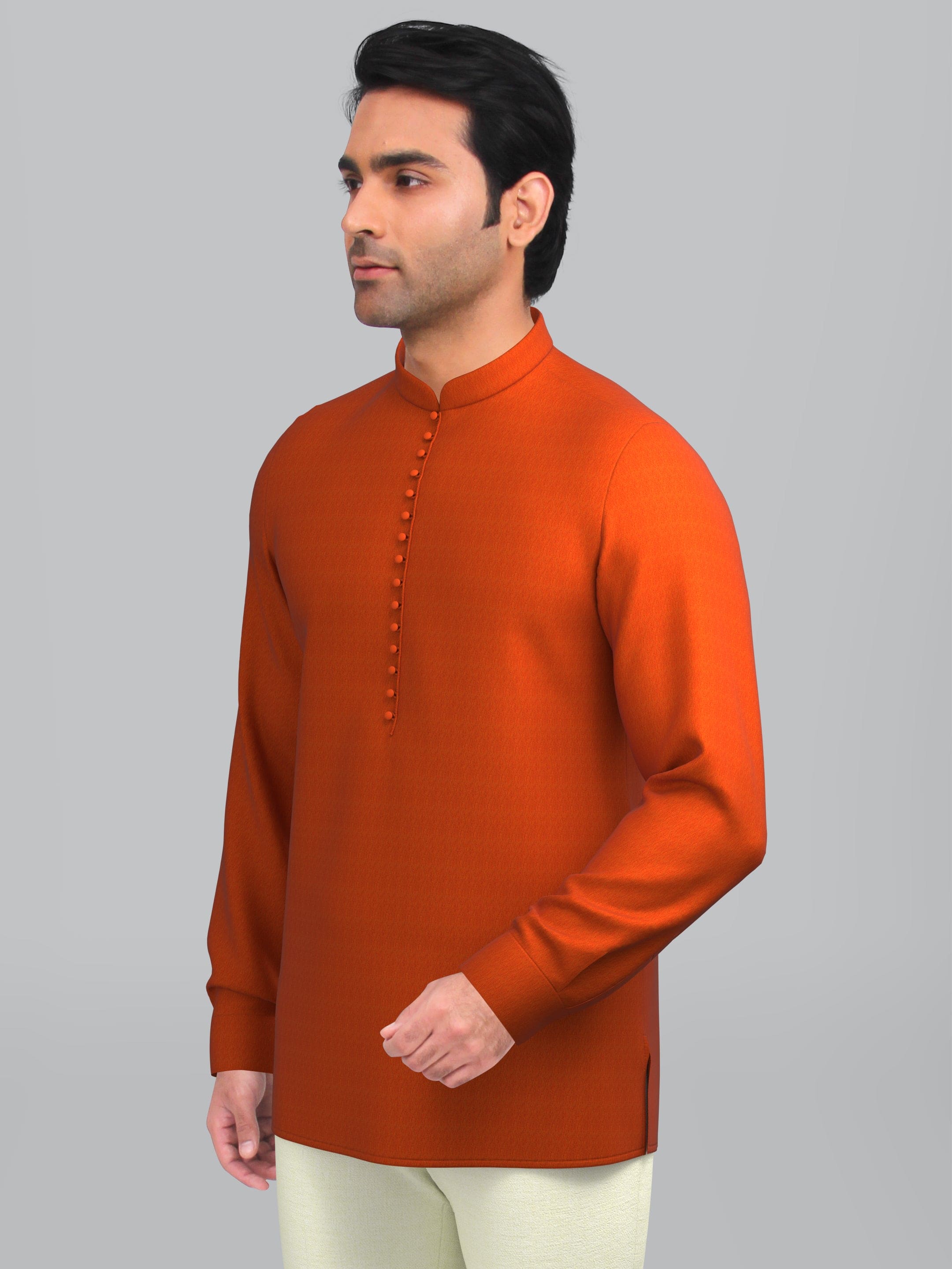 Rust Cotton Short Kurta