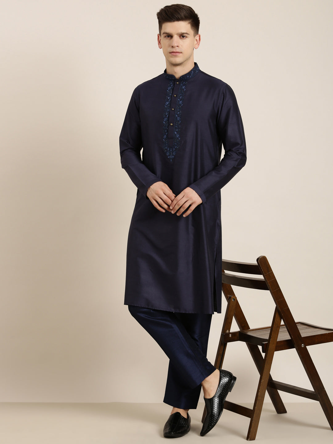 Navy  Dori Embroidery Kurta Set