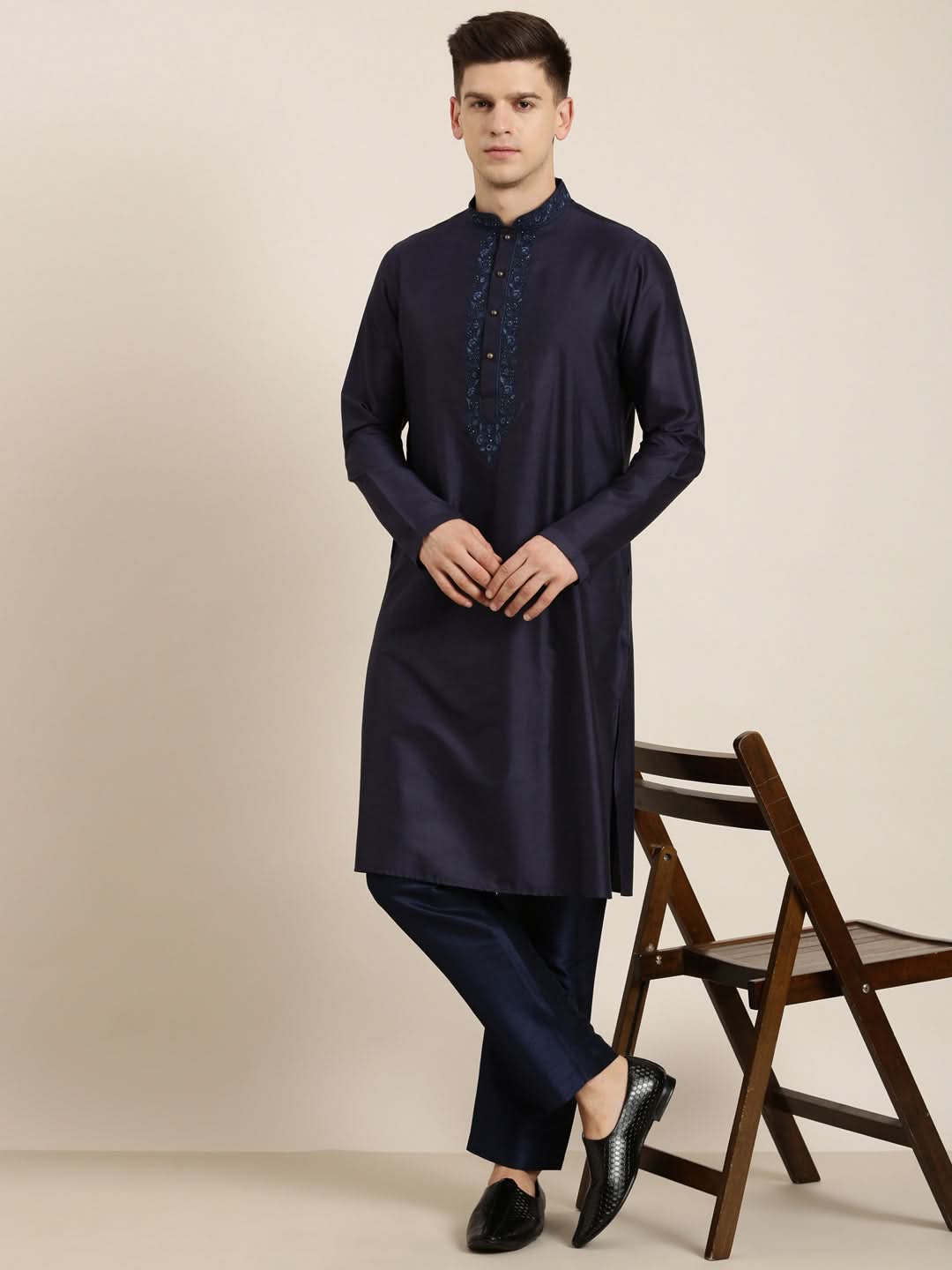 Navy Dori Embroidery Kurta Set