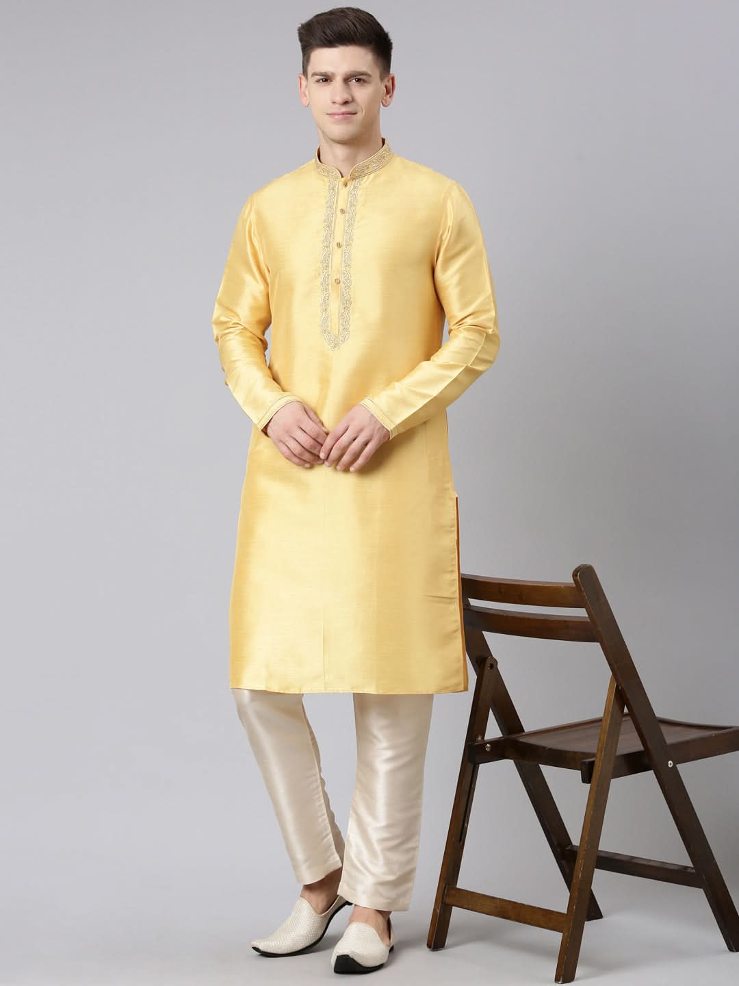 yellow Embroidered Kurta Set