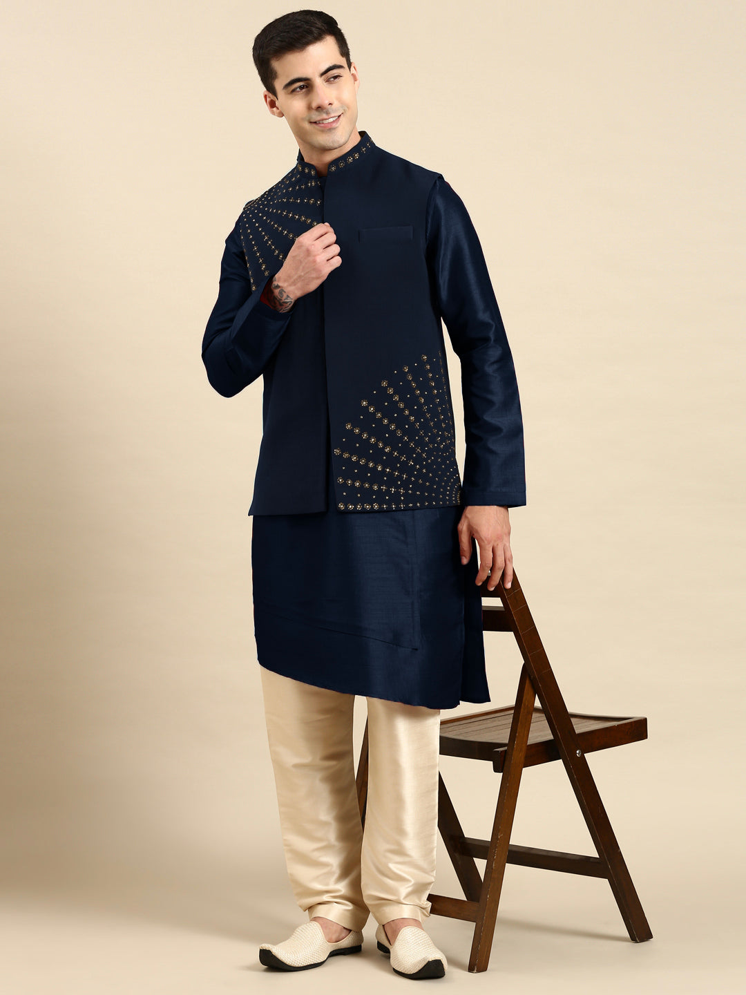 Blue Jacket Kurta Set